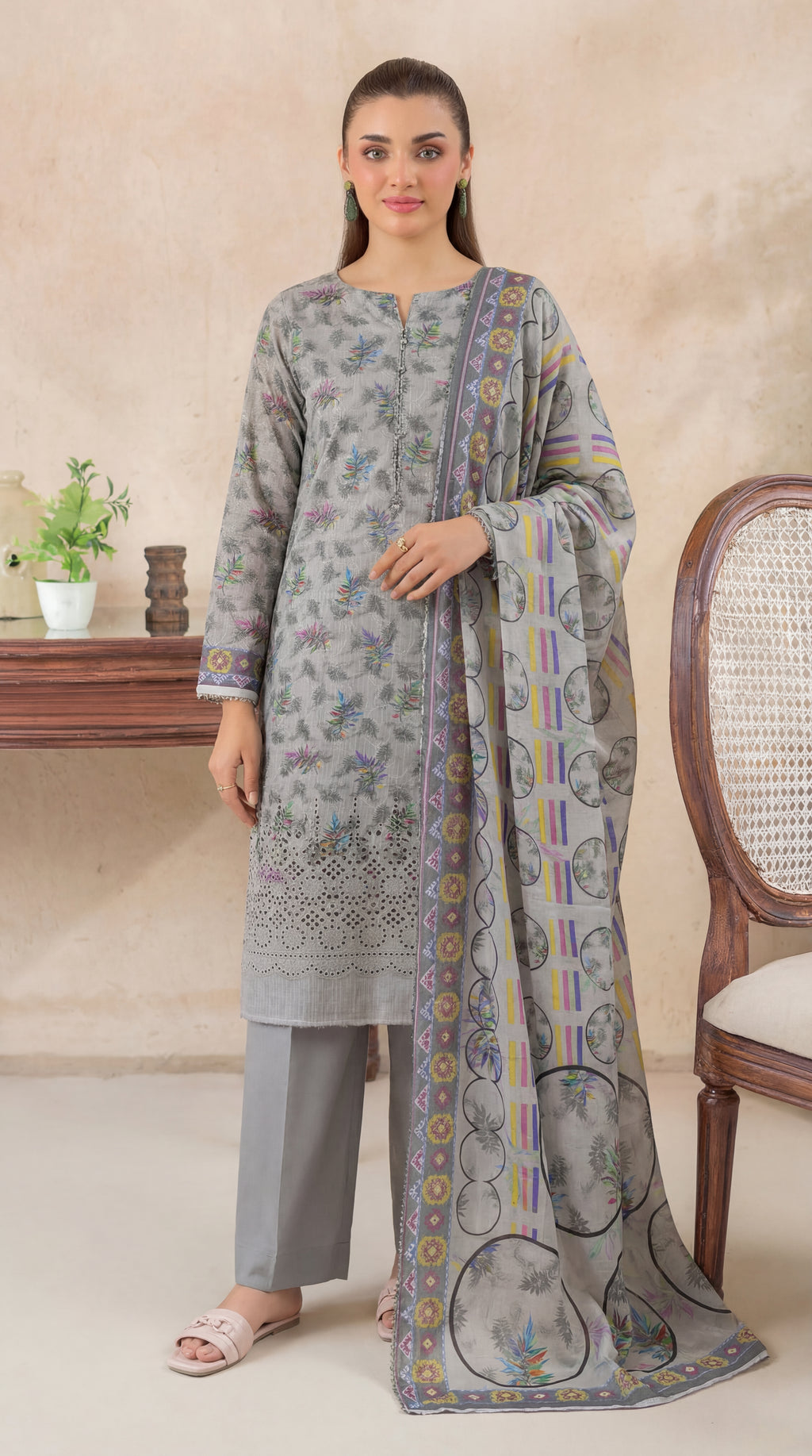 Unstitched Chikankari 3 Piece Lawn - Afreen Collection