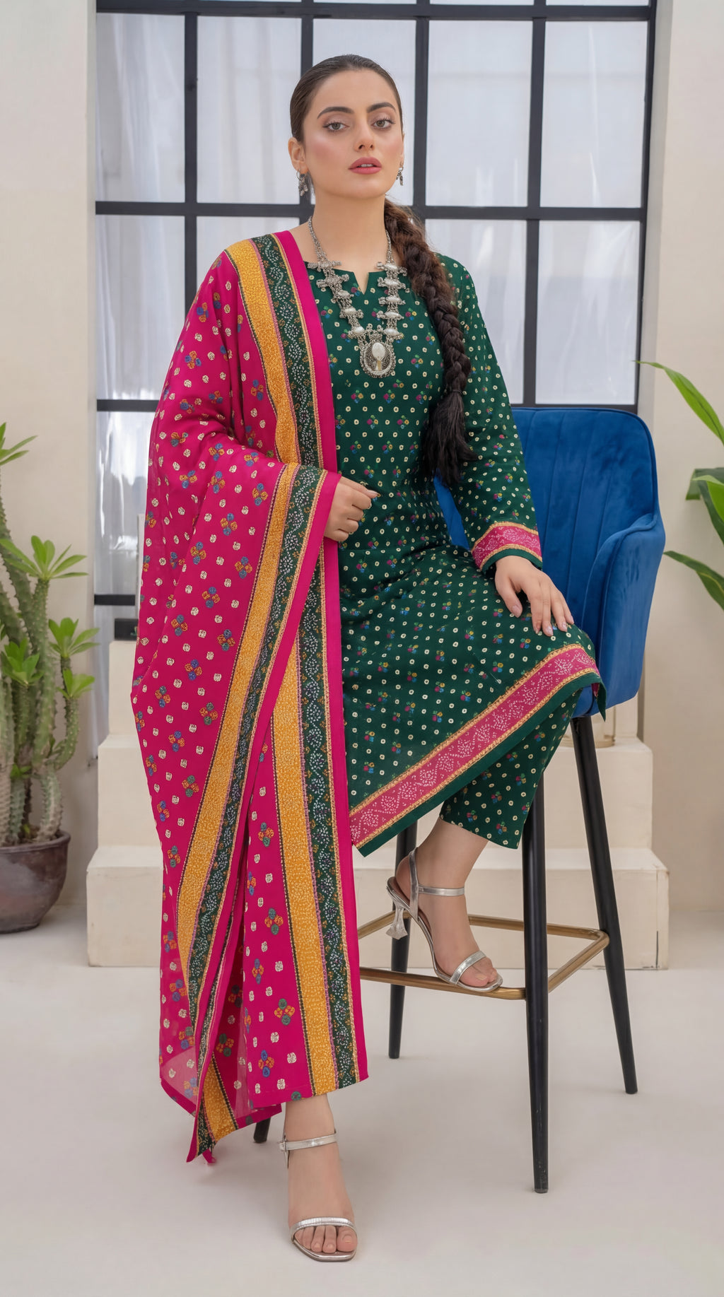 Unstitched 3 Piece Printed Lawn Suit - Khumar Collection