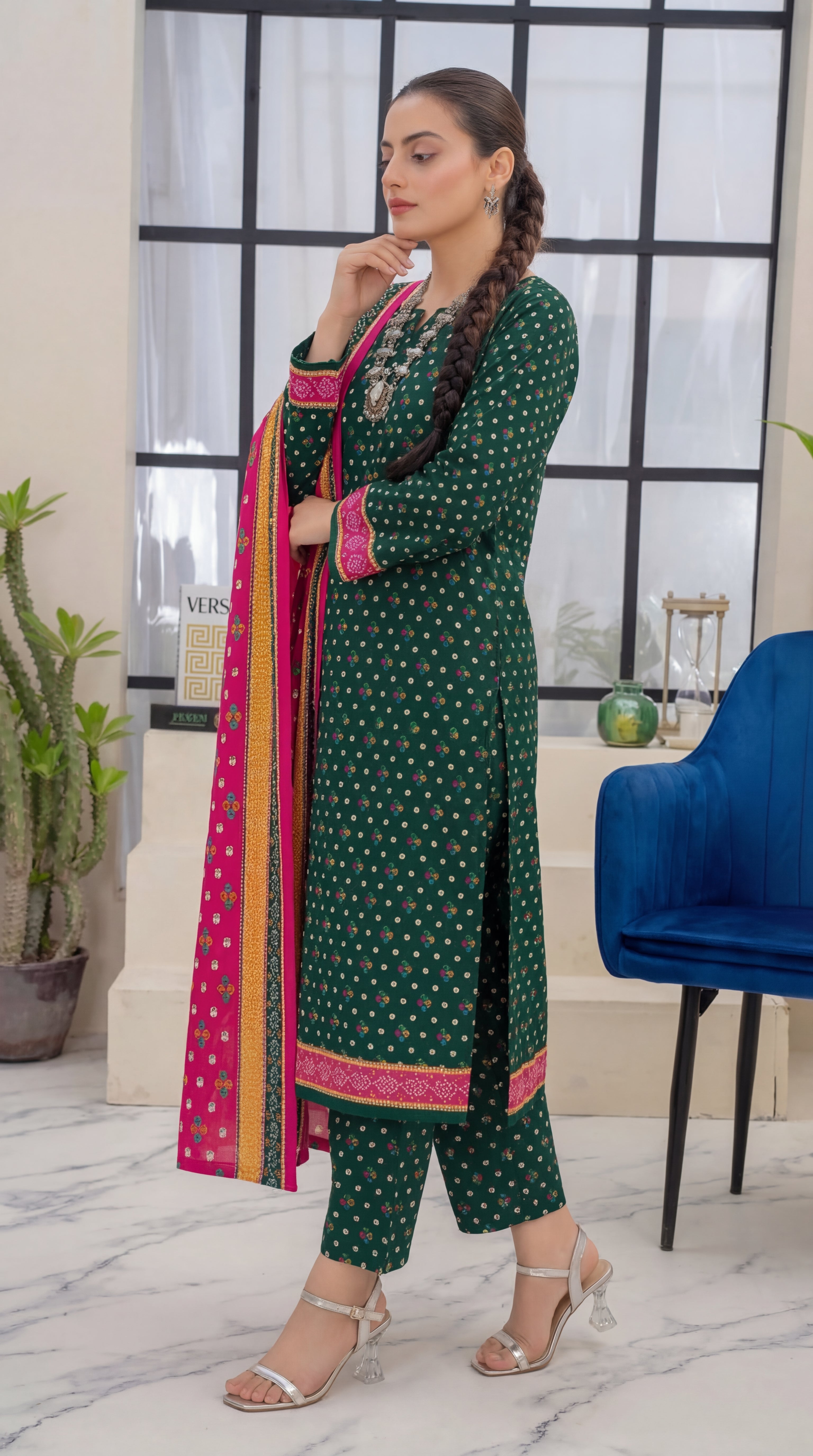 Unstitched 3 Piece Printed Lawn Suit - Khumar Collection