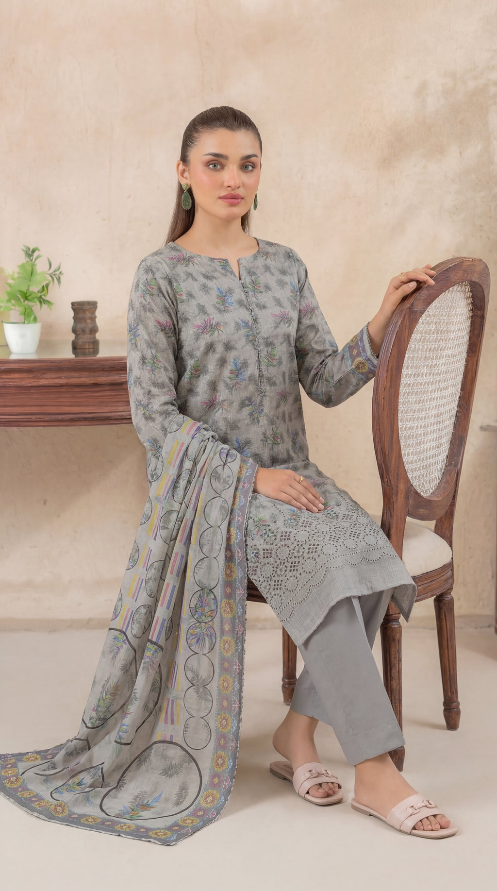 Unstitched Chikankari 3 Piece Lawn - Afreen Collection