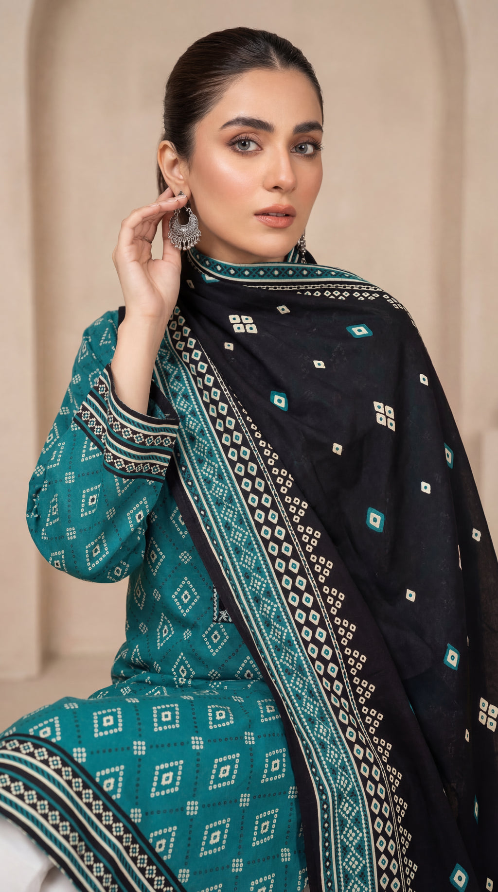 Unstitched 3 Piece Printed Lawn Suit - Khumar Collection