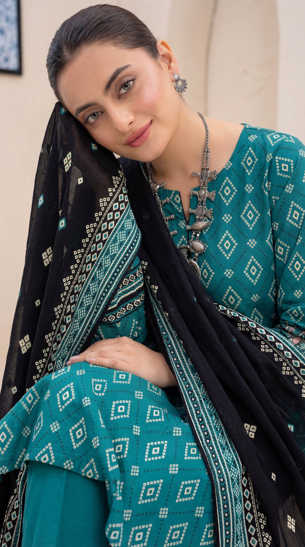 Unstitched 3 Piece Printed Lawn Suit - Khumar Collection