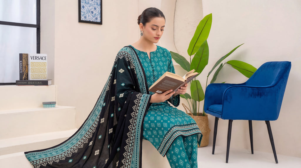 Unstitched 3 Piece Printed Lawn Suit - Khumar Collection