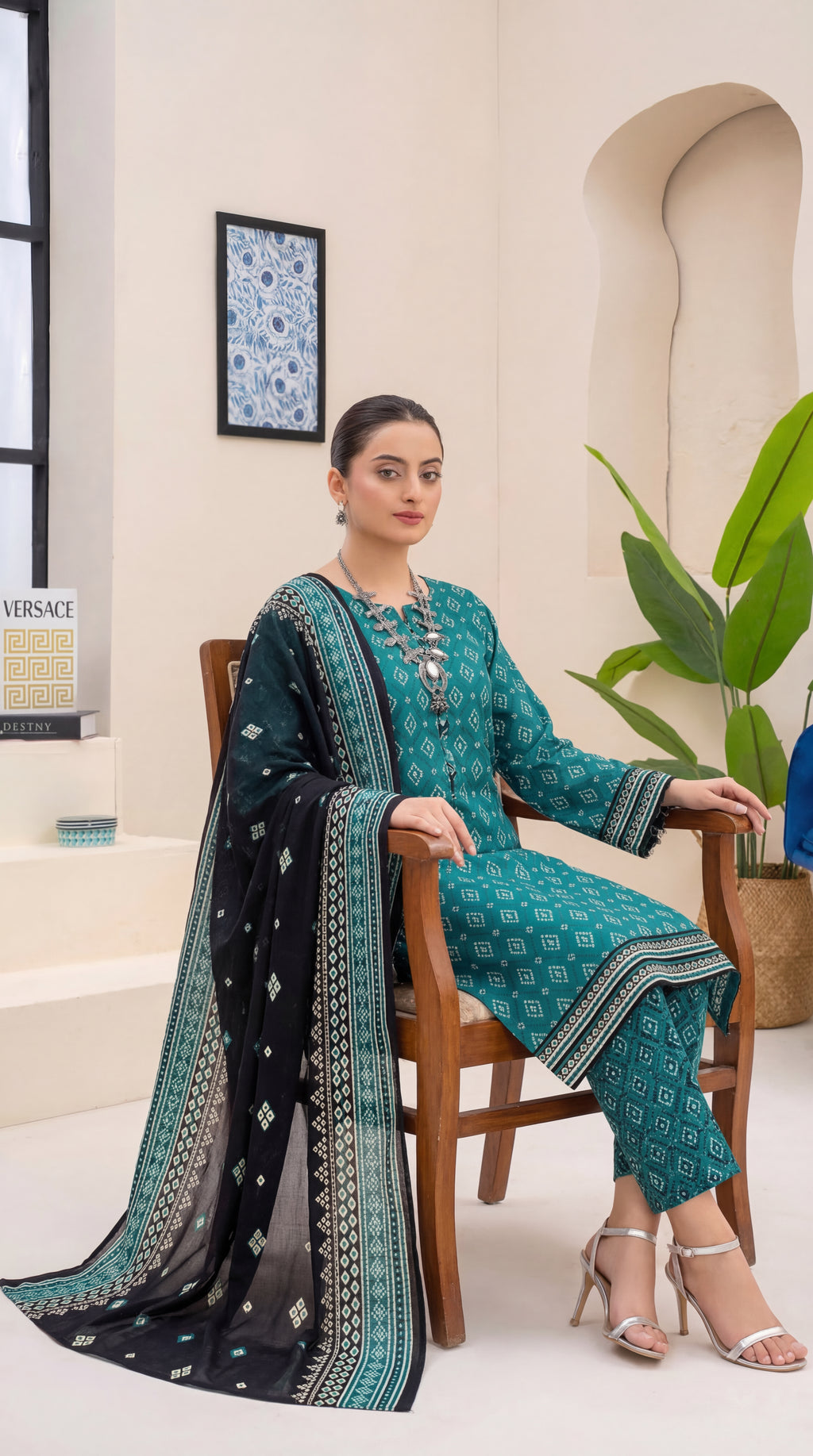 Unstitched 3 Piece Printed Lawn Suit - Khumar Collection