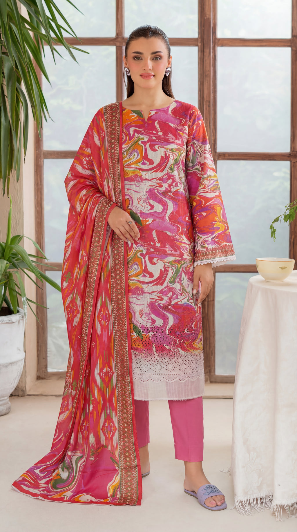 Unstitched Chikankari 3 Piece Lawn - Afreen Collection