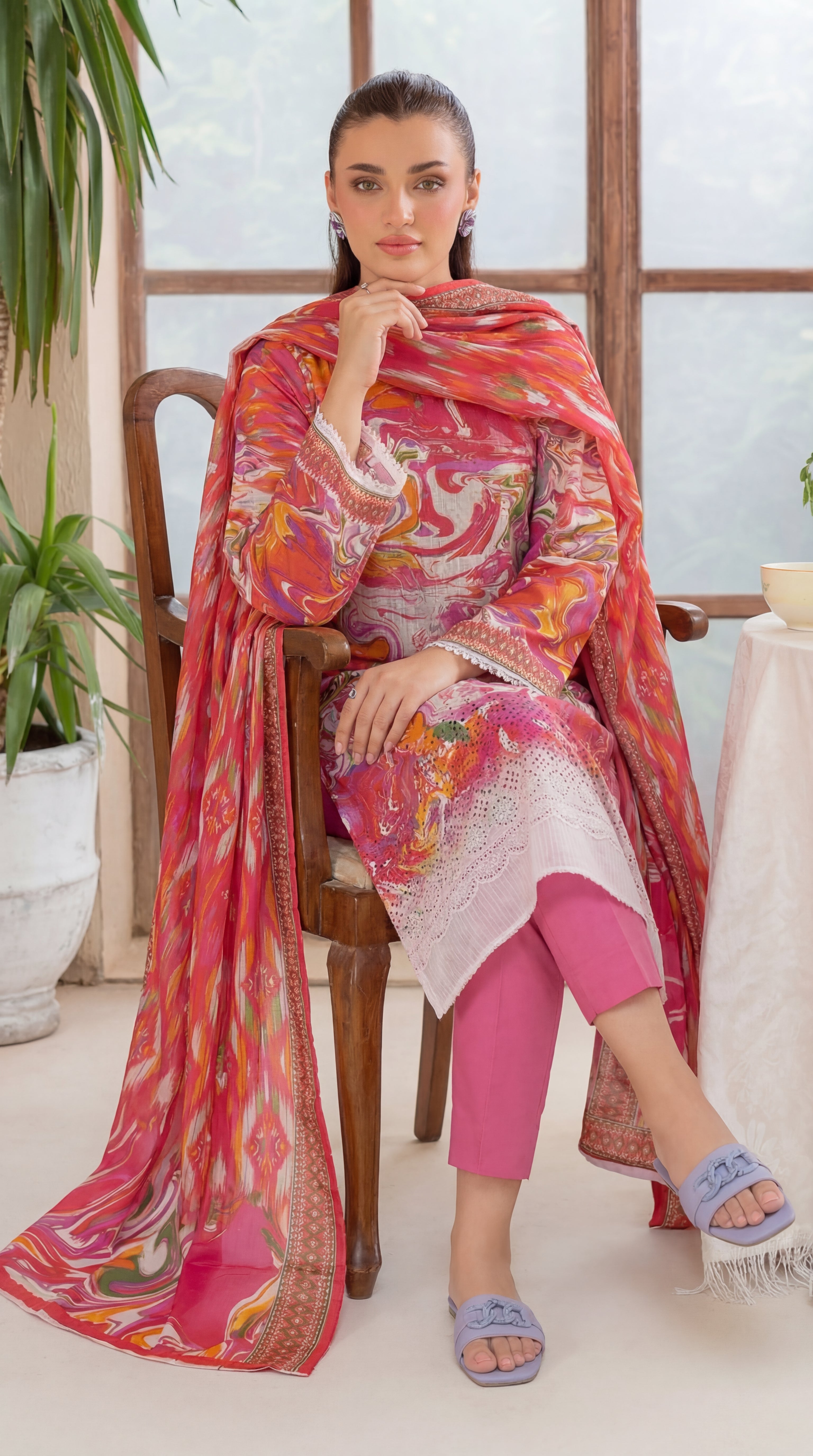 Unstitched Chikankari 3 Piece Lawn - Afreen Collection
