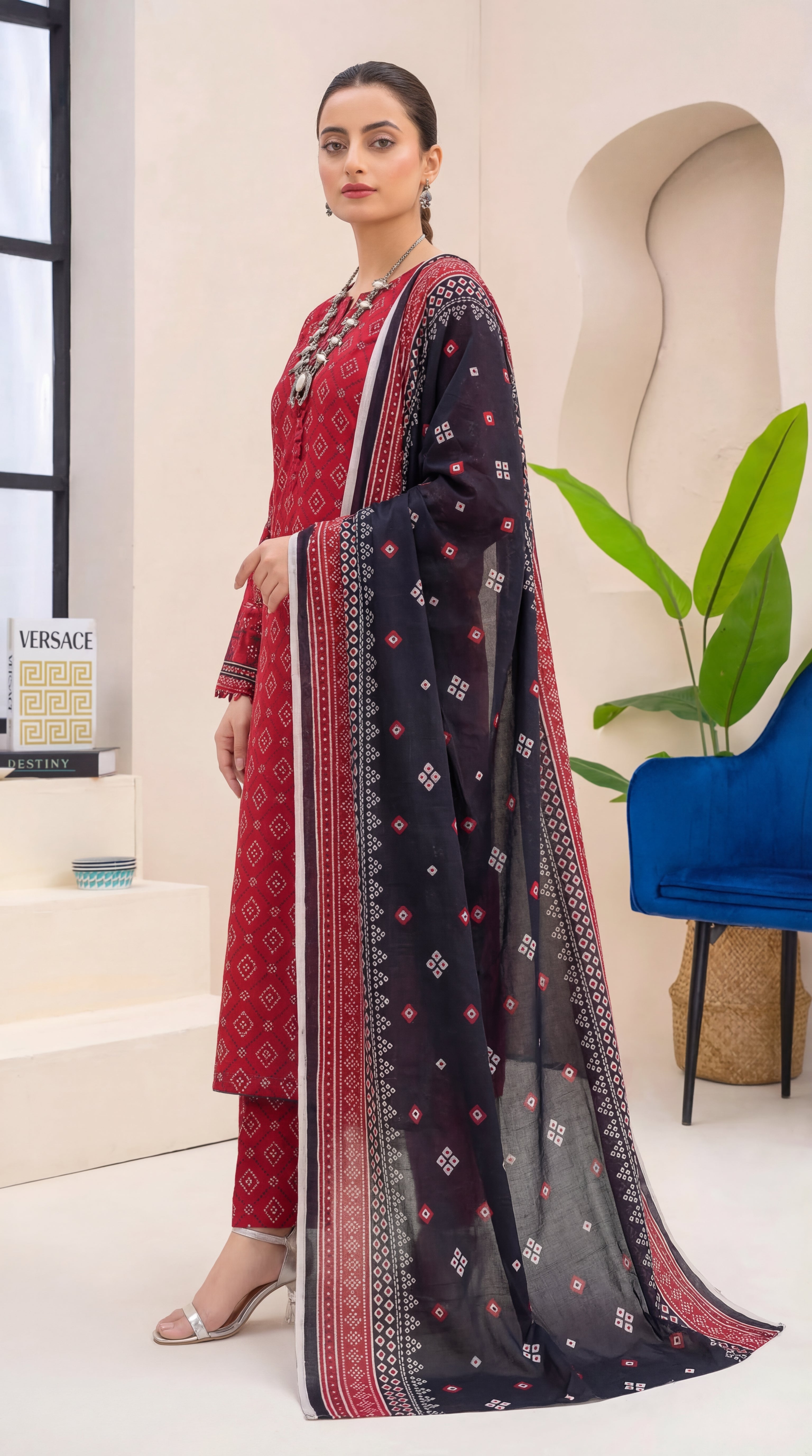 Unstitched 3 Piece Printed Lawn Suit - Khumar Collection