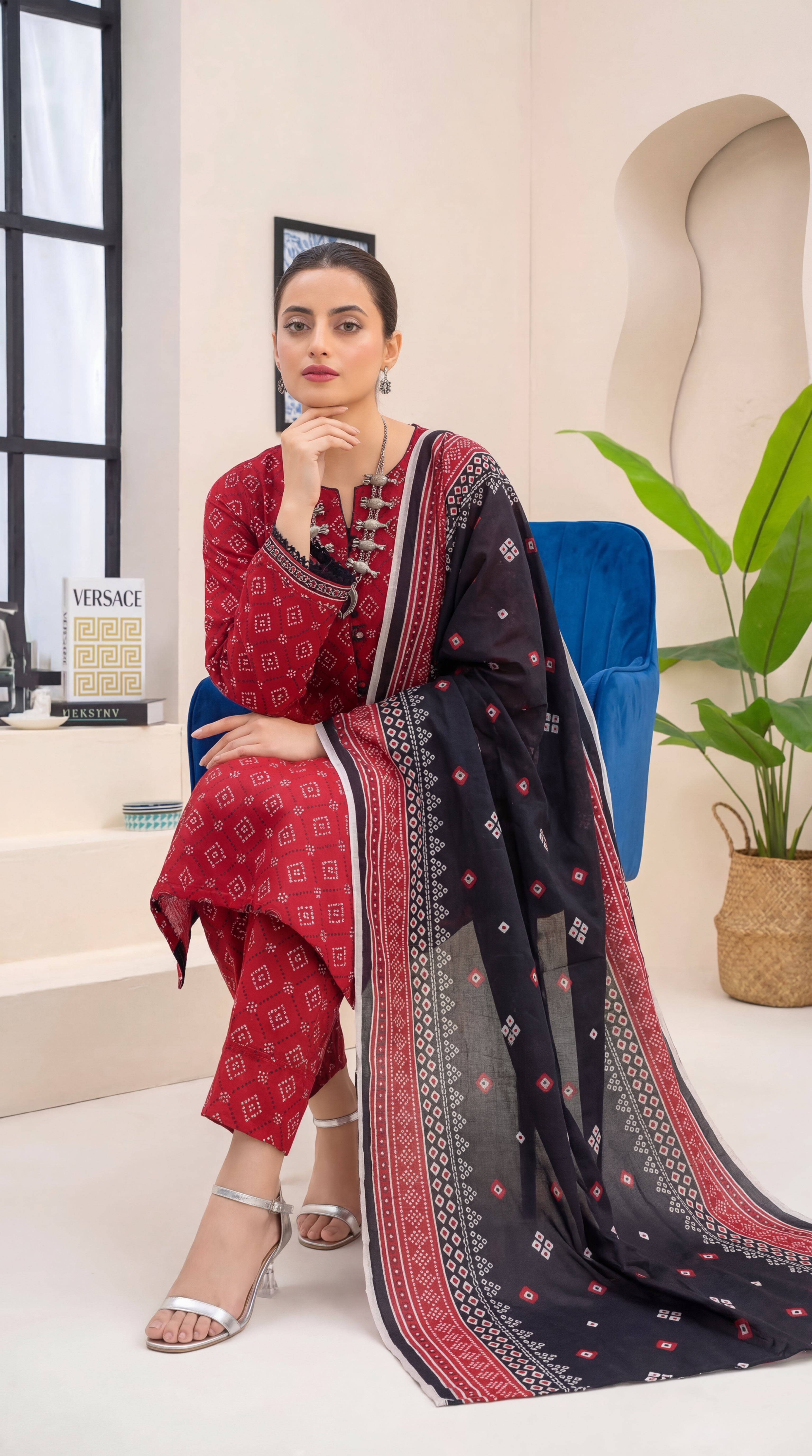 Unstitched 3 Piece Printed Lawn Suit - Khumar Collection