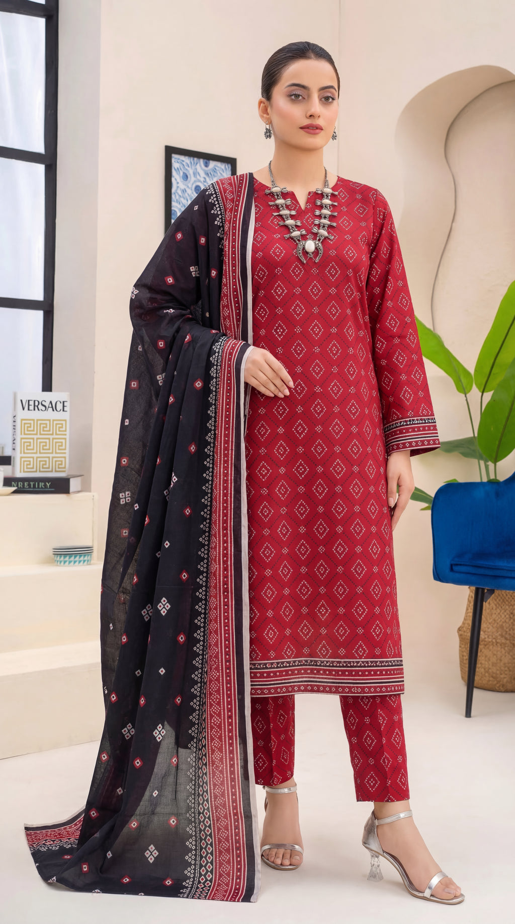 Unstitched 3 Piece Printed Lawn Suit - Khumar Collection