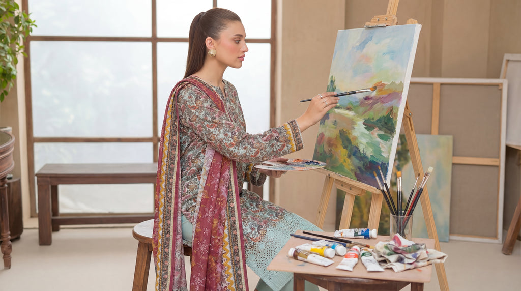 Unstitched Chikankari 3 Piece Lawn - Afreen Collection