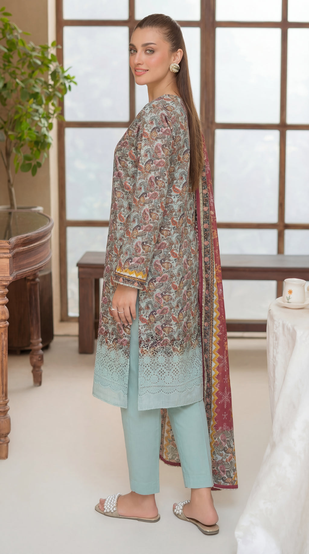 Unstitched Chikankari 3 Piece Lawn - Afreen Collection