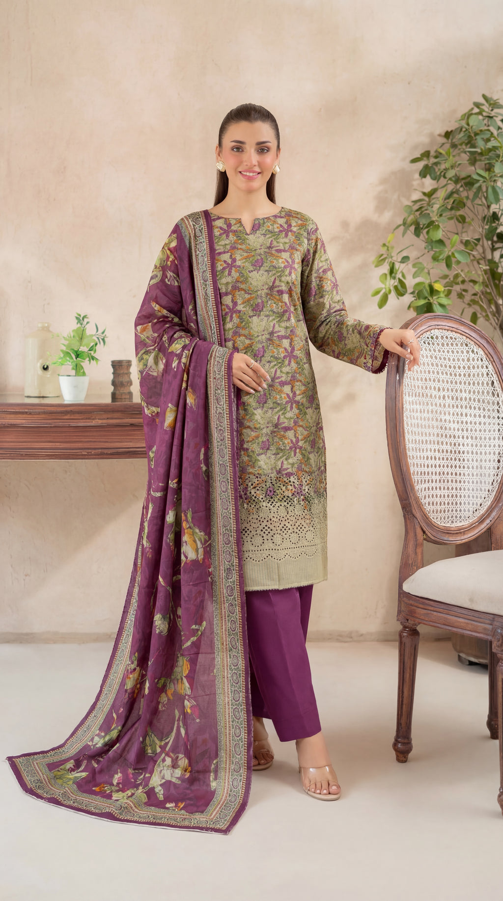 Unstitched Chikankari 3 Piece Lawn - Afreen Collection