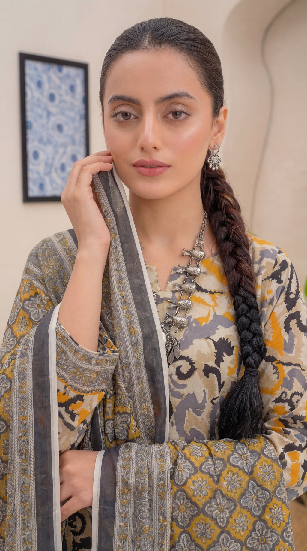 Unstitched 3 Piece Printed Lawn Suit - Khumar Collection