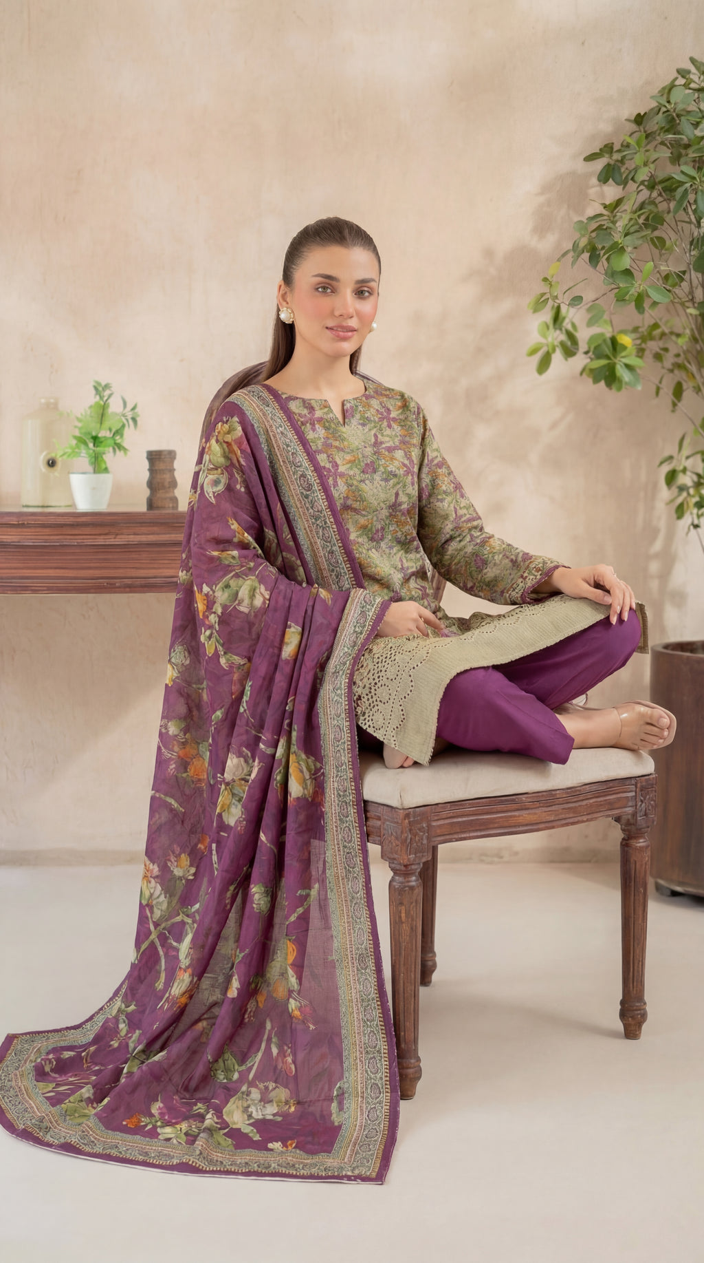 Unstitched Chikankari 3 Piece Lawn - Afreen Collection