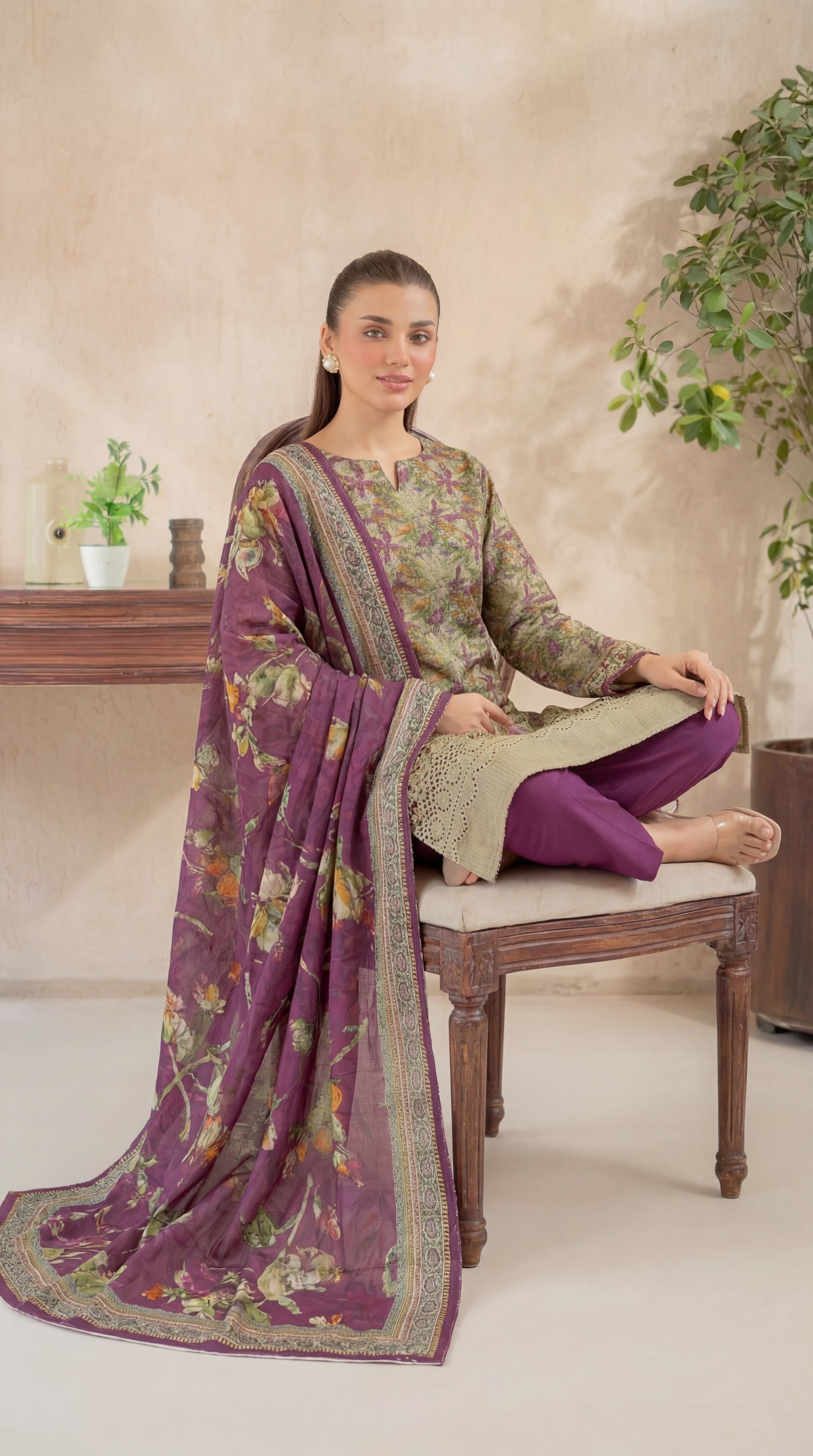 Unstitched Chikankari 3 Piece Lawn - Afreen Collection