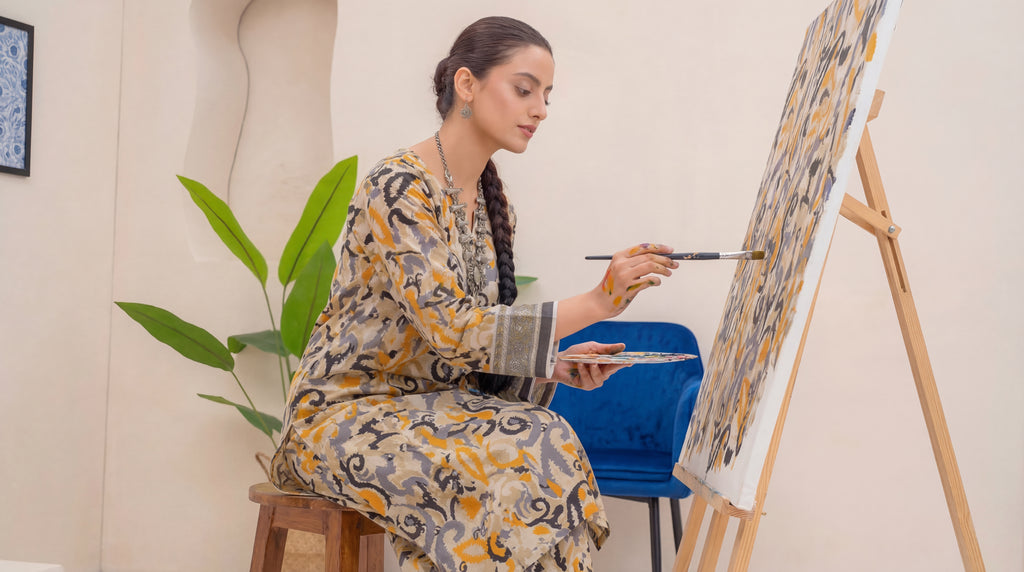 Unstitched 3 Piece Printed Lawn Suit - Khumar Collection