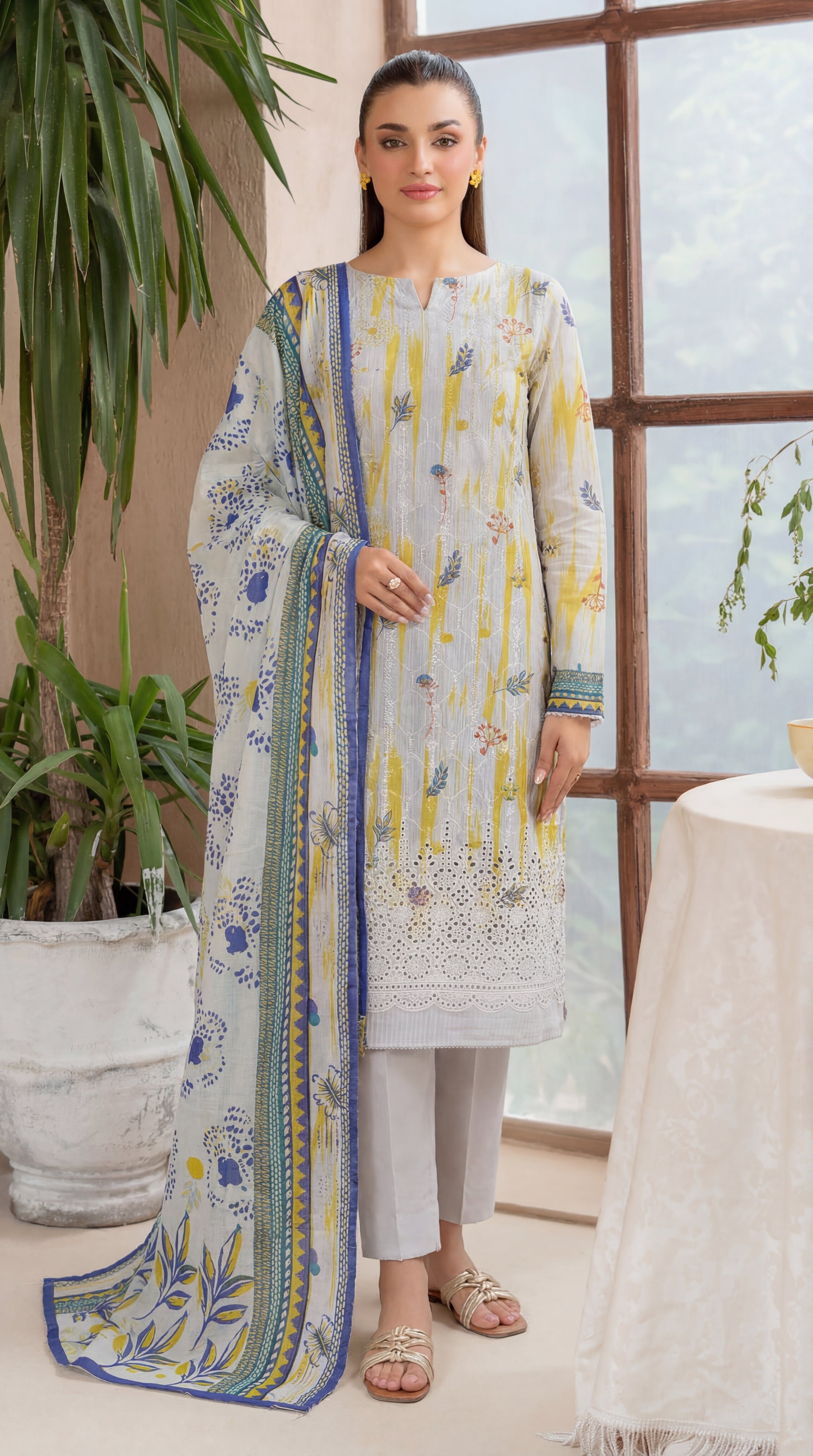 Unstitched Chikankari 3 Piece Lawn - Afreen Collection