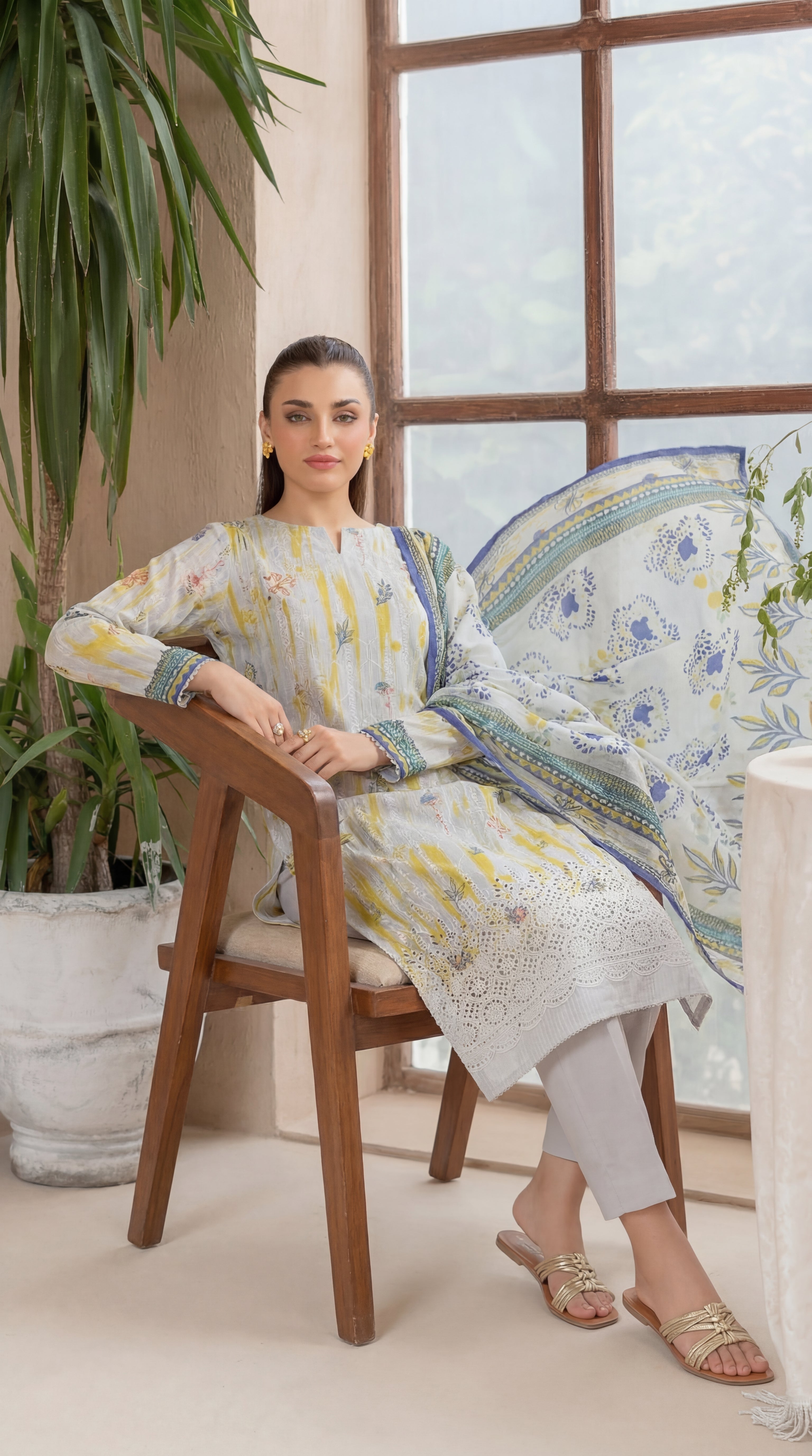 Unstitched Chikankari 3 Piece Lawn - Afreen Collection