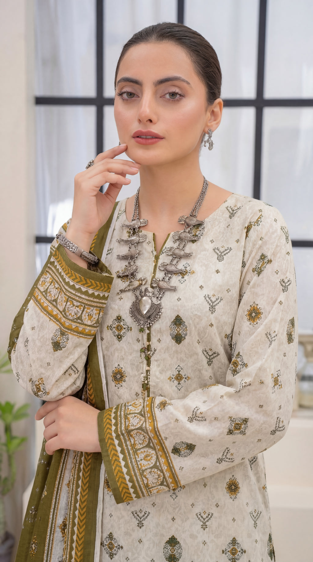 Unstitched 3 Piece Printed Lawn Suit - Khumar Collection