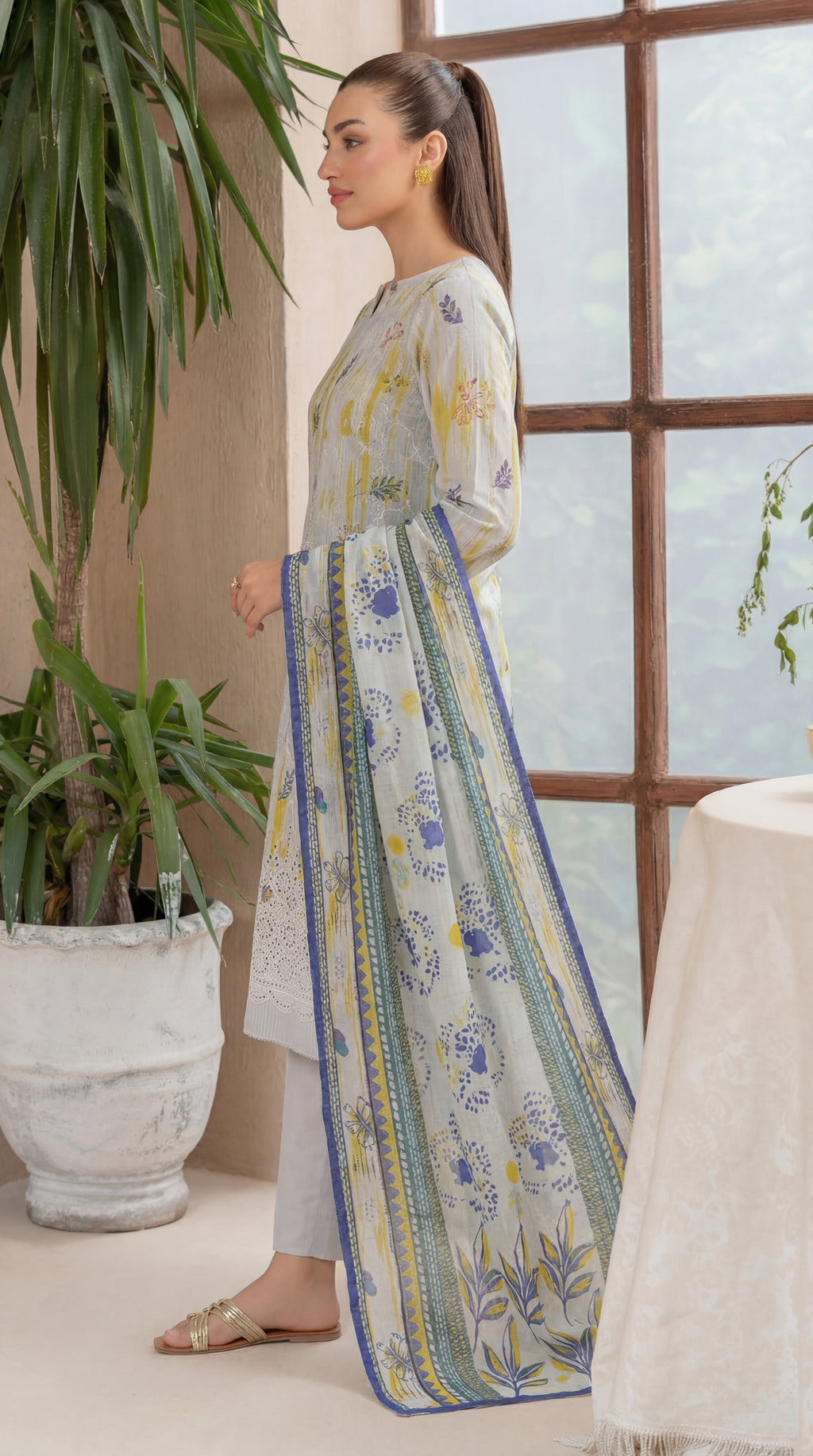 Unstitched Chikankari 3 Piece Lawn - Afreen Collection