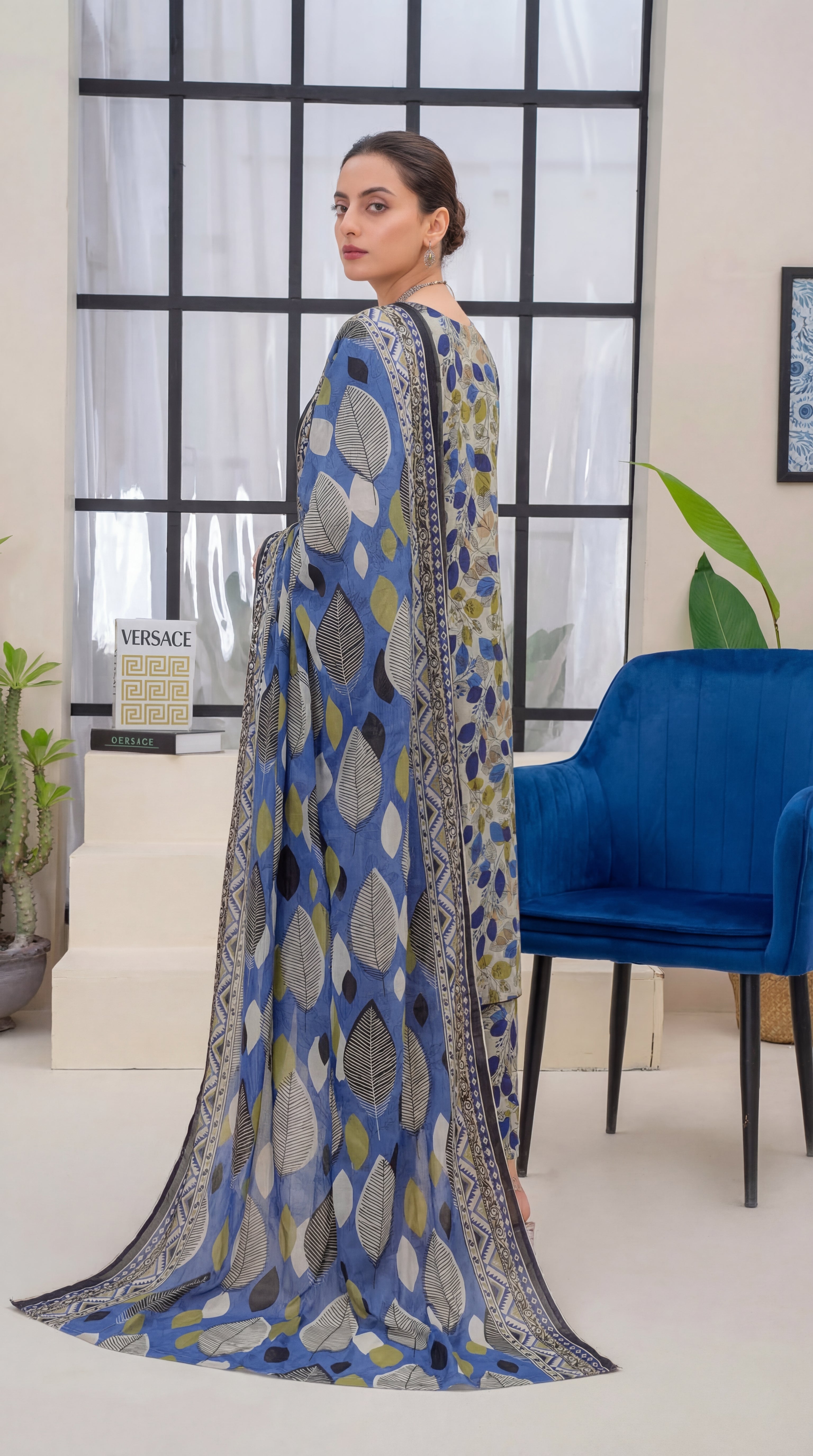 Unstitched 3 Piece Printed Lawn Suit - Khumar Collection