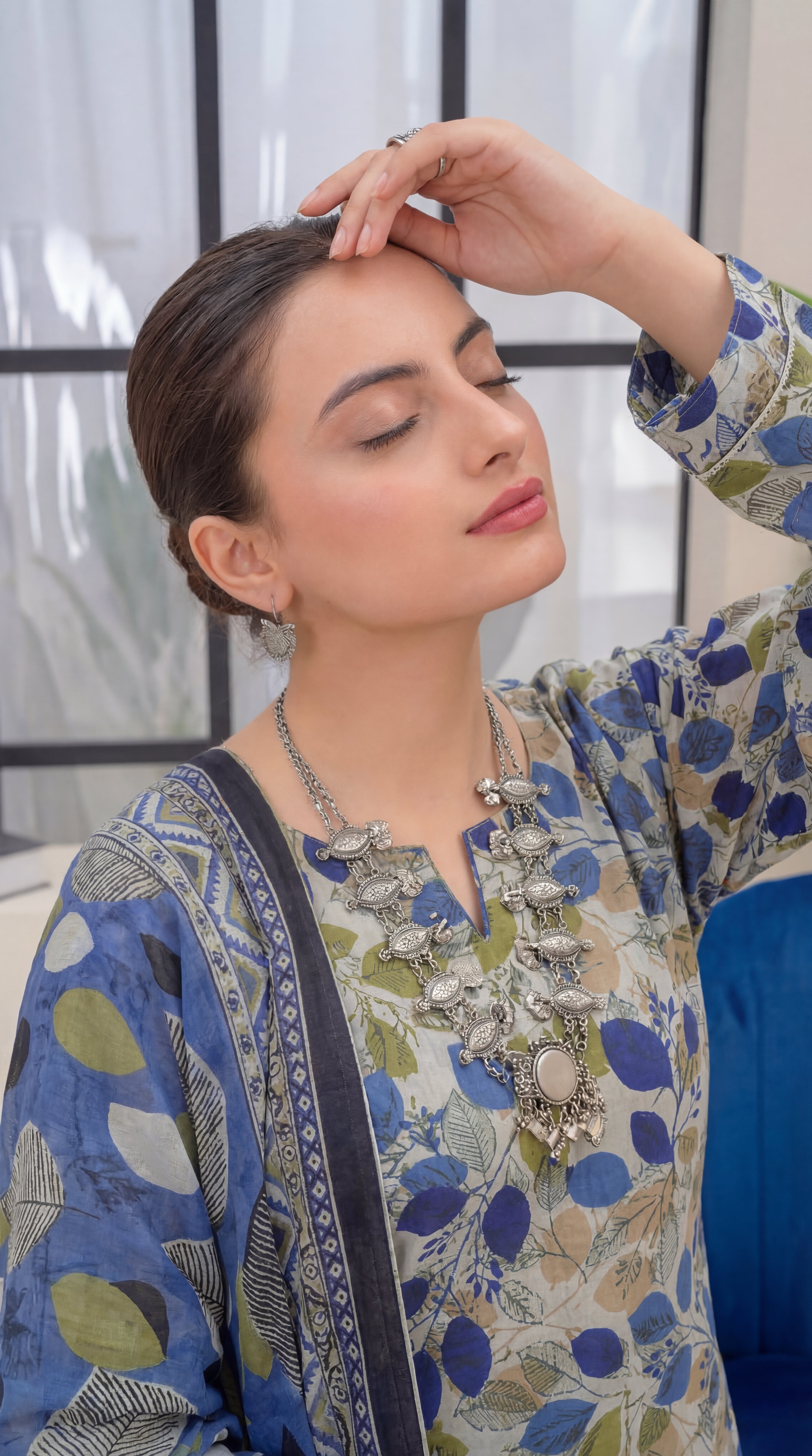 Unstitched 3 Piece Printed Lawn Suit - Khumar Collection