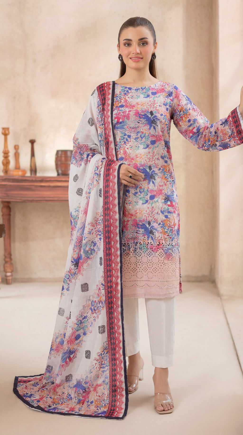 Unstitched Chikankari 3 Piece Lawn - Afreen Collection