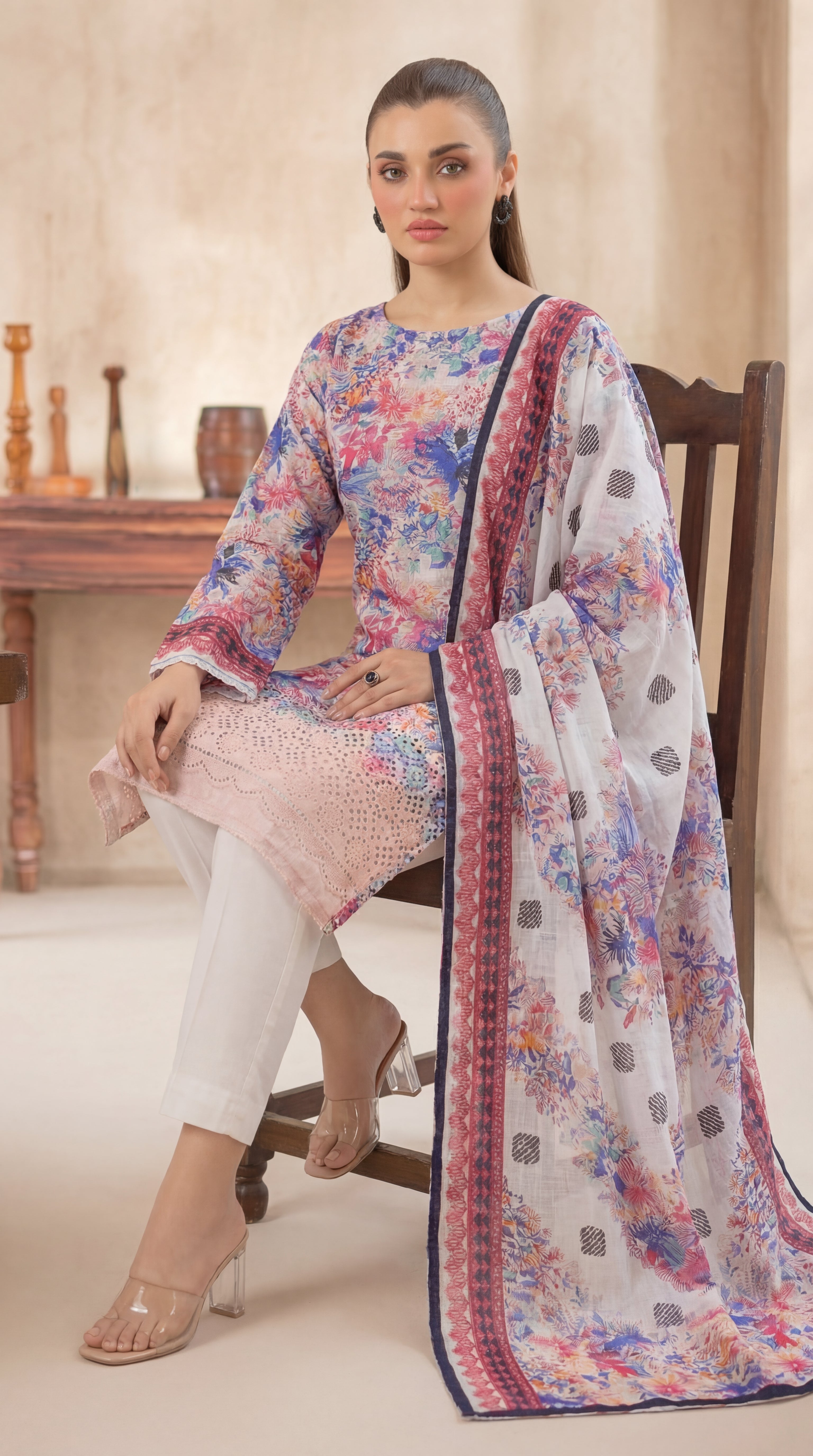 Unstitched Chikankari 3 Piece Lawn - Afreen Collection
