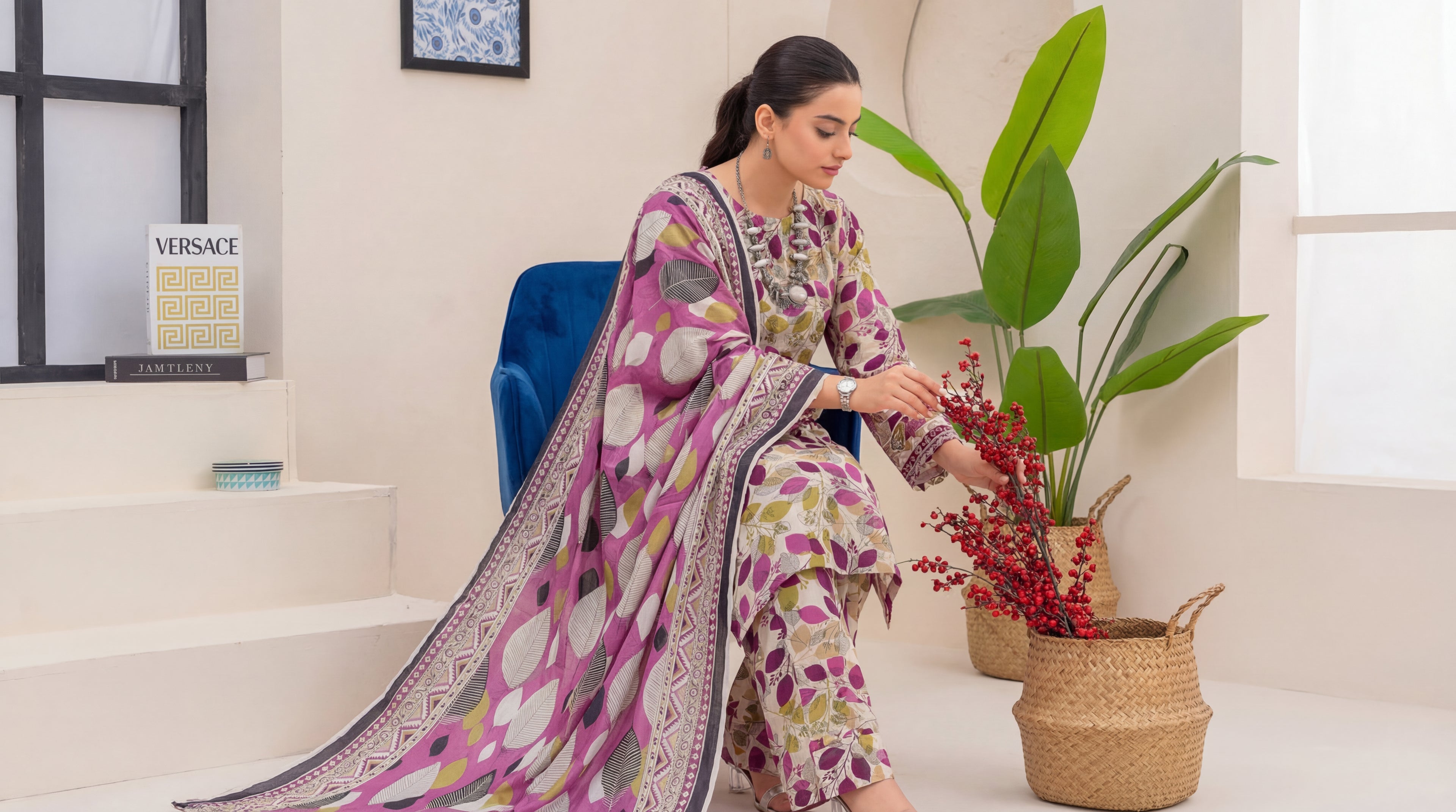 Unstitched 3 Piece Printed Lawn Suit - Khumar Collection