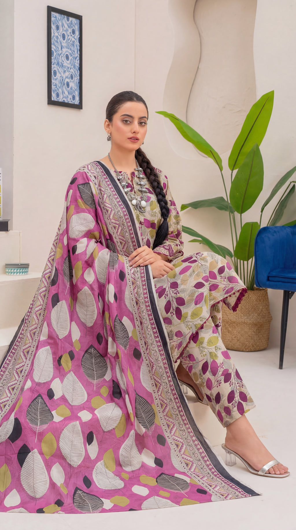 Unstitched 3 Piece Printed Lawn Suit - Khumar Collection