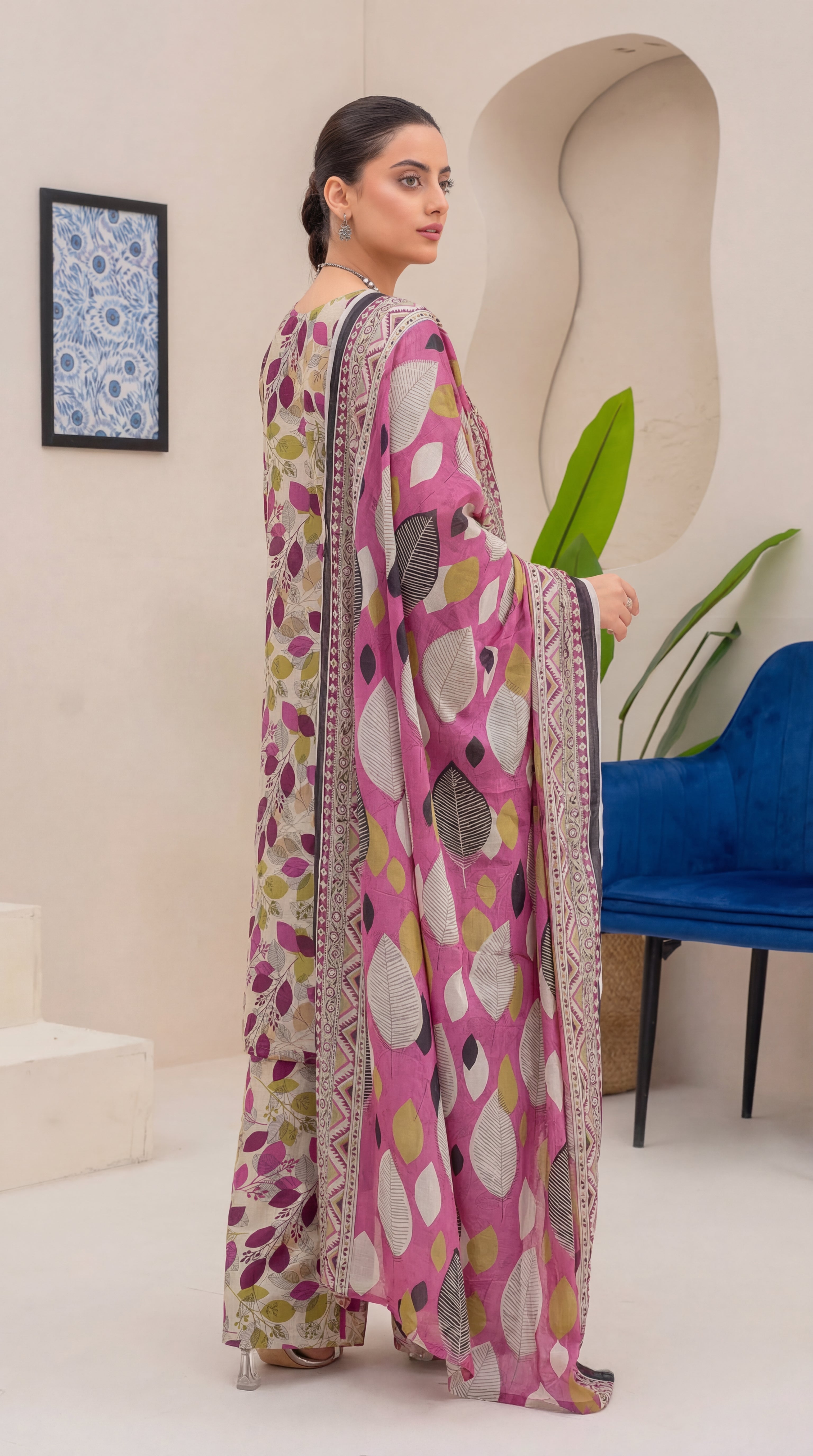 Unstitched 3 Piece Printed Lawn Suit - Khumar Collection