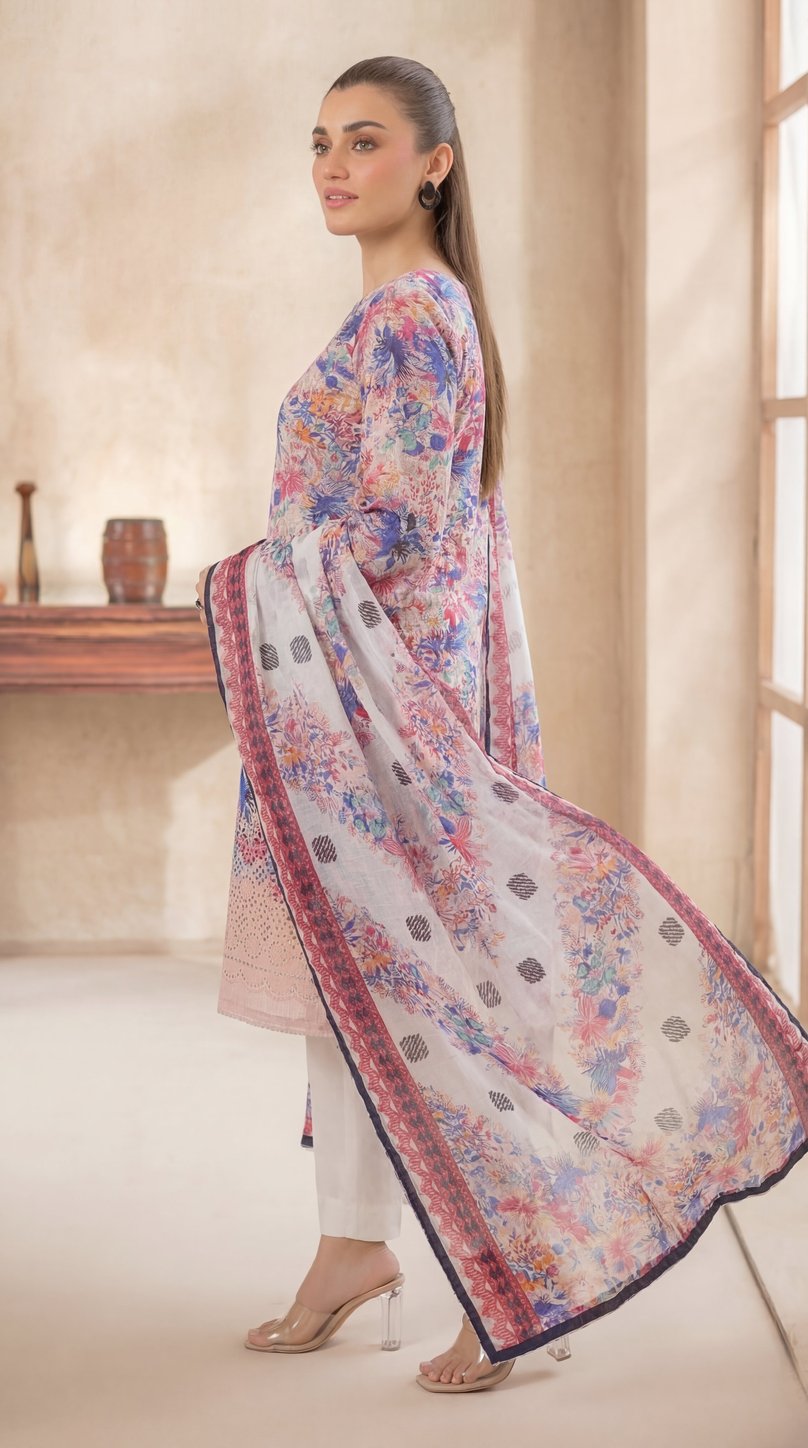Unstitched Chikankari 3 Piece Lawn - Afreen Collection