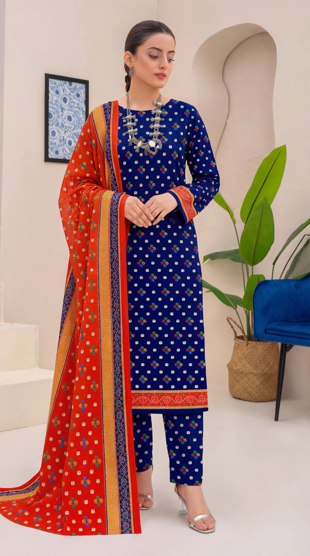 Unstitched 3 Piece Printed Lawn Suit - Khumar Collection