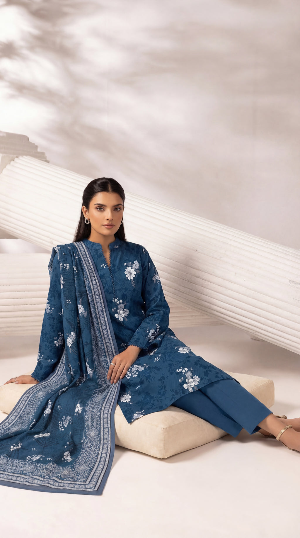 Unstitched 3 Piece Printed Lawn Suit - Rangraiz Collection