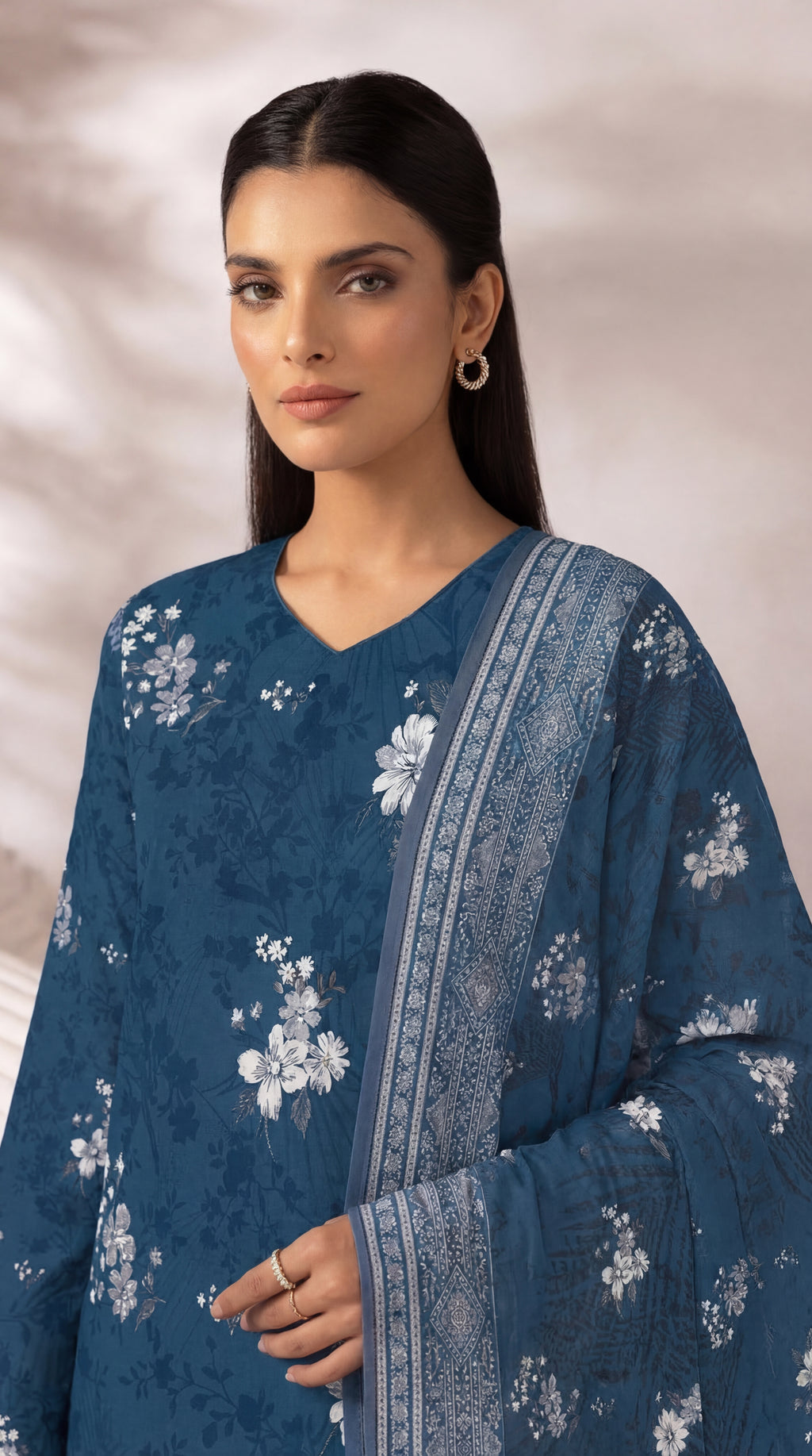 Unstitched 3 Piece Printed Lawn Suit - Rangraiz Collection