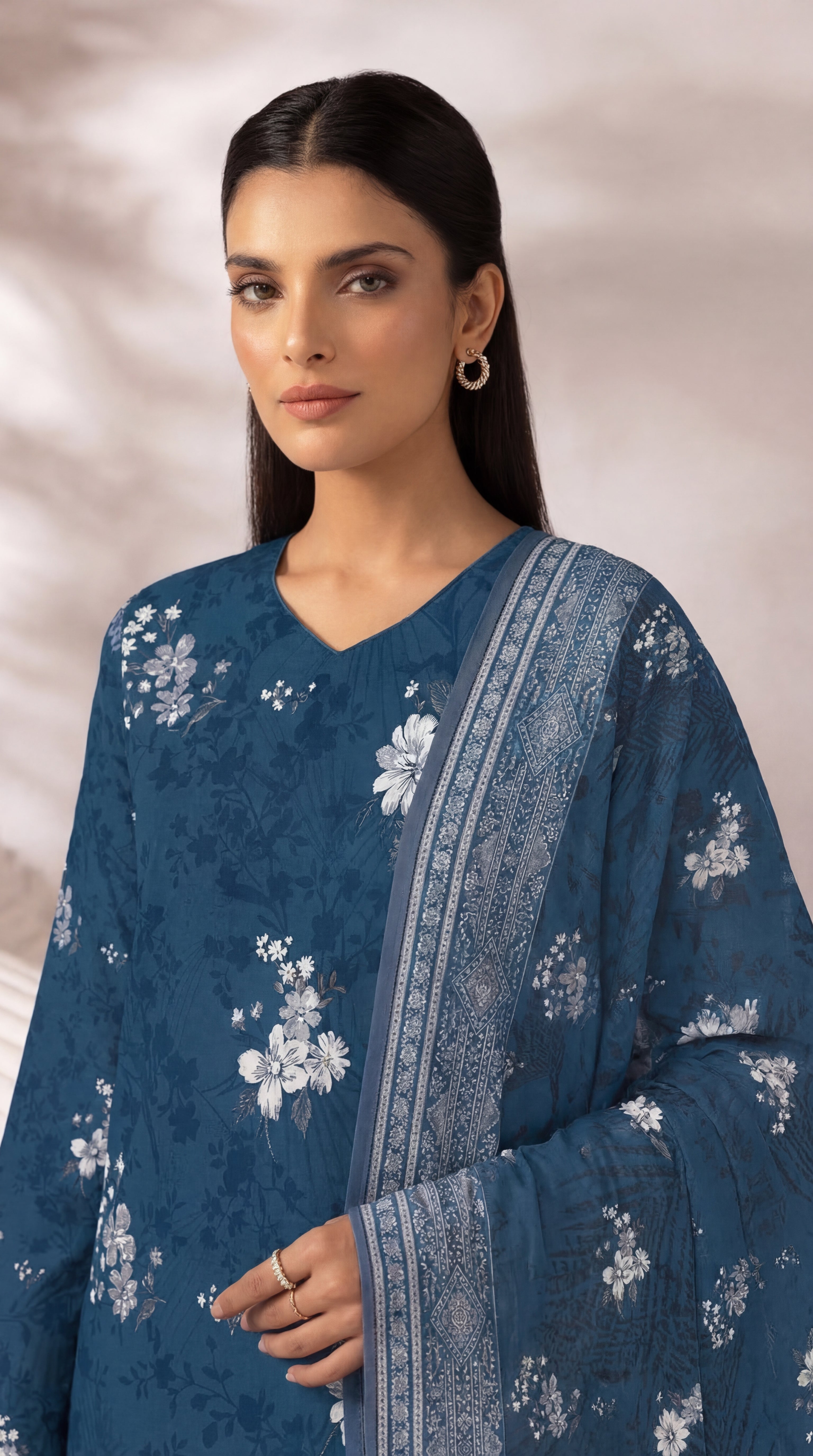 Unstitched 3 Piece Printed Lawn Suit - Rangraiz Collection