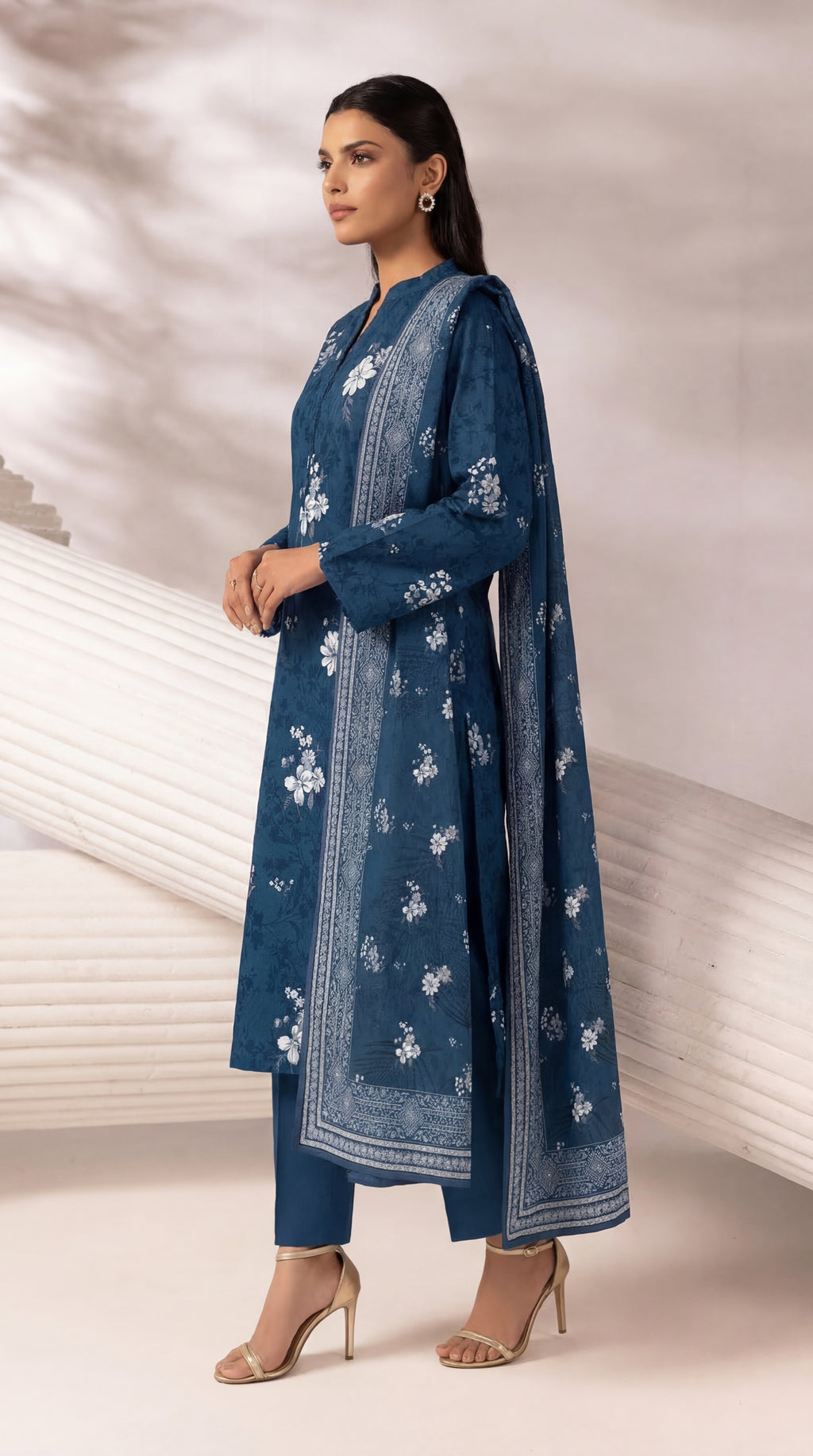 Unstitched 3 Piece Printed Lawn Suit - Rangraiz Collection