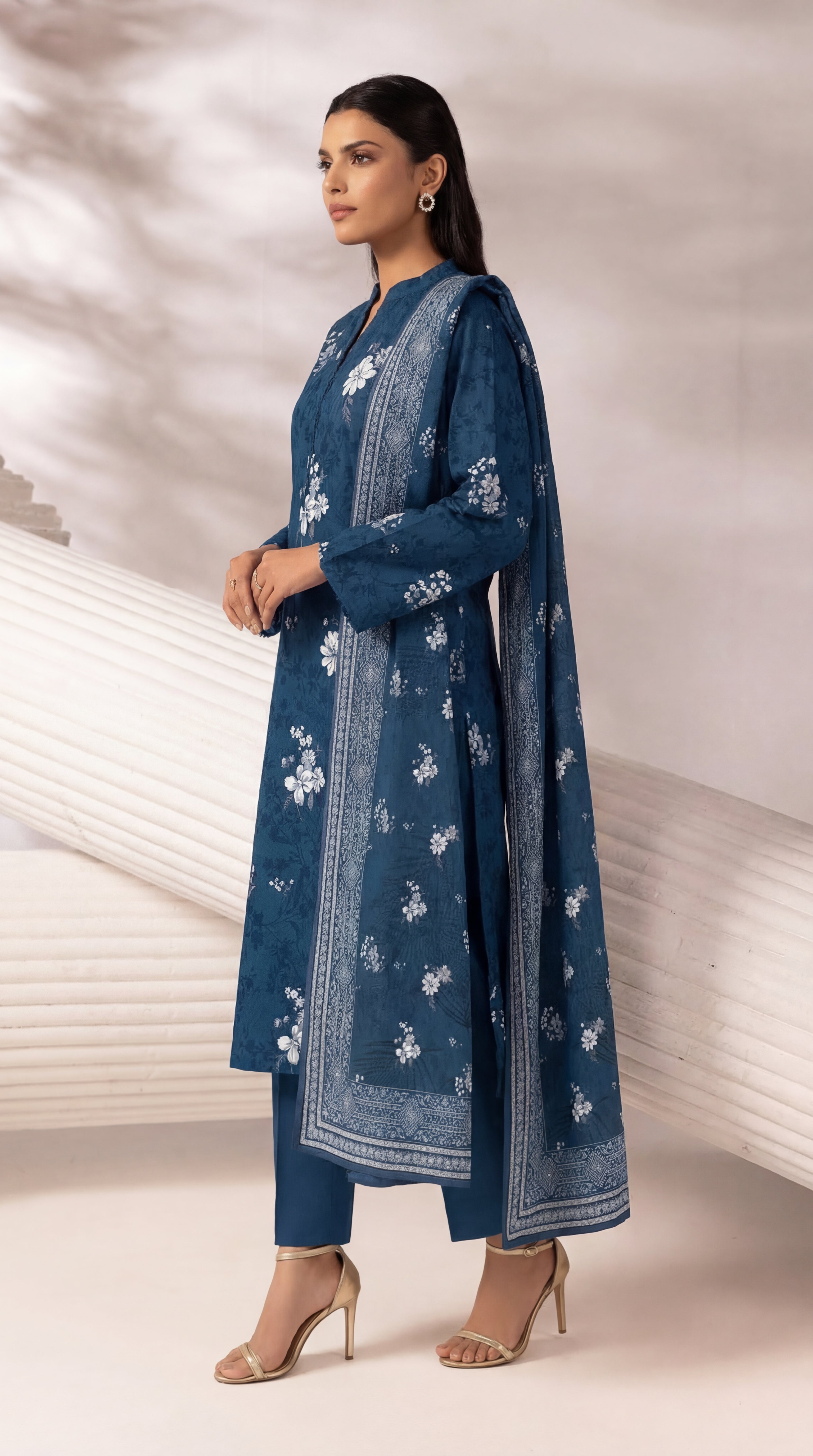 Unstitched 3 Piece Printed Lawn Suit - Rangraiz Collection
