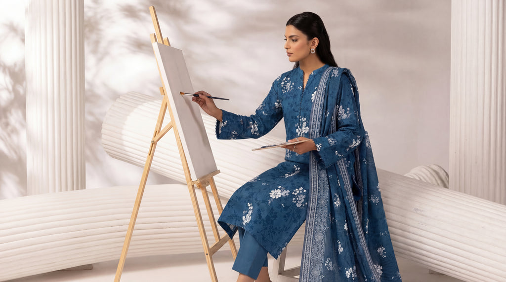 Unstitched 3 Piece Printed Lawn Suit - Rangraiz Collection