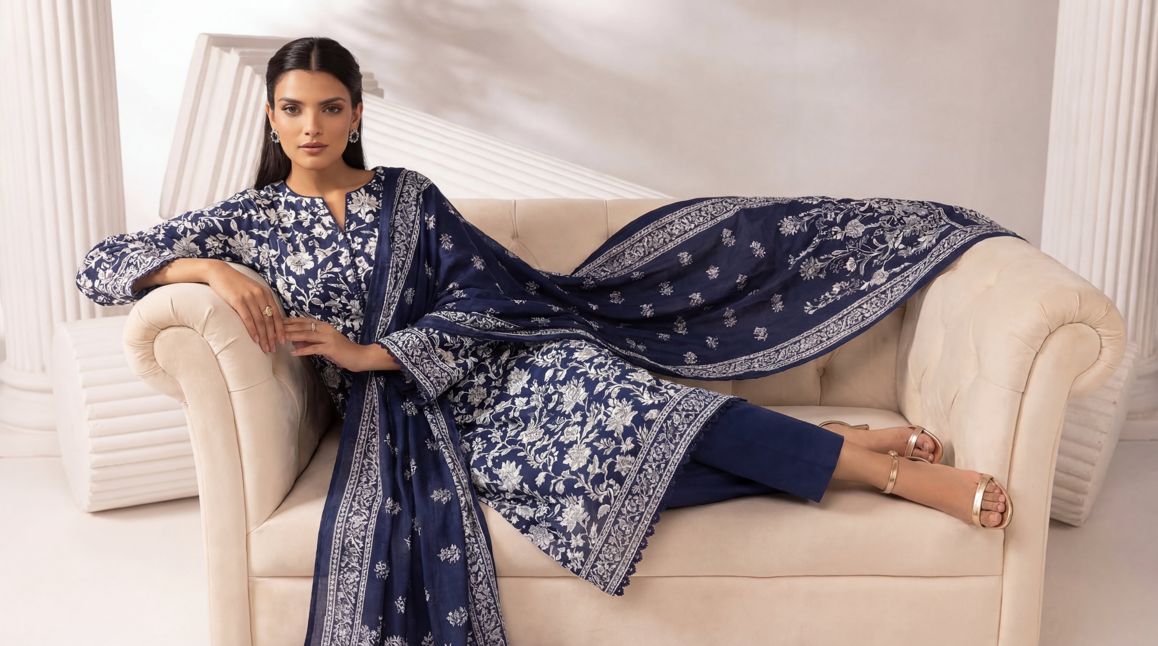 Unstitched 3 Piece Printed Lawn Suit - Rangraiz Collection