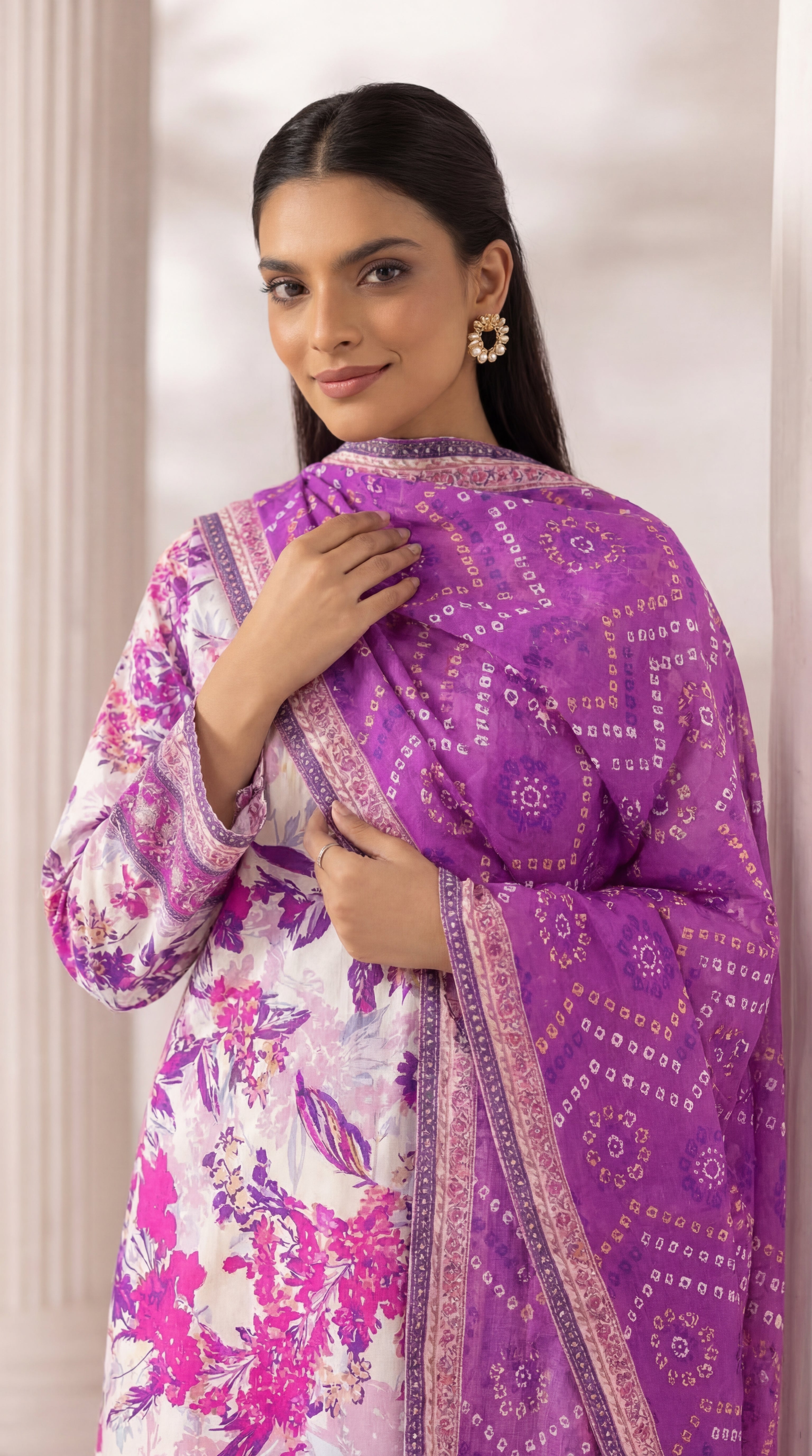 Unstitched 3 Piece Printed Lawn Suit - Rangraiz Collection