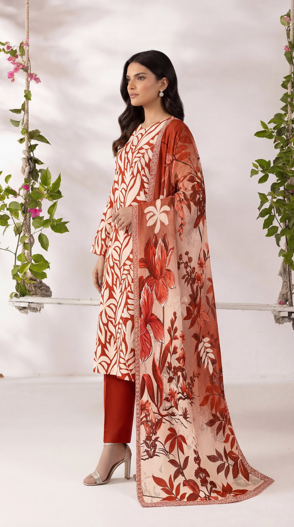 Unstitched 3 Piece Printed Lawn Suit - Rangraiz Collection