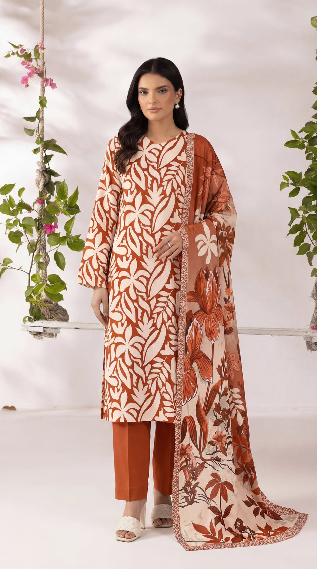 Unstitched 3 Piece Printed Lawn Suit - Rangraiz Collection