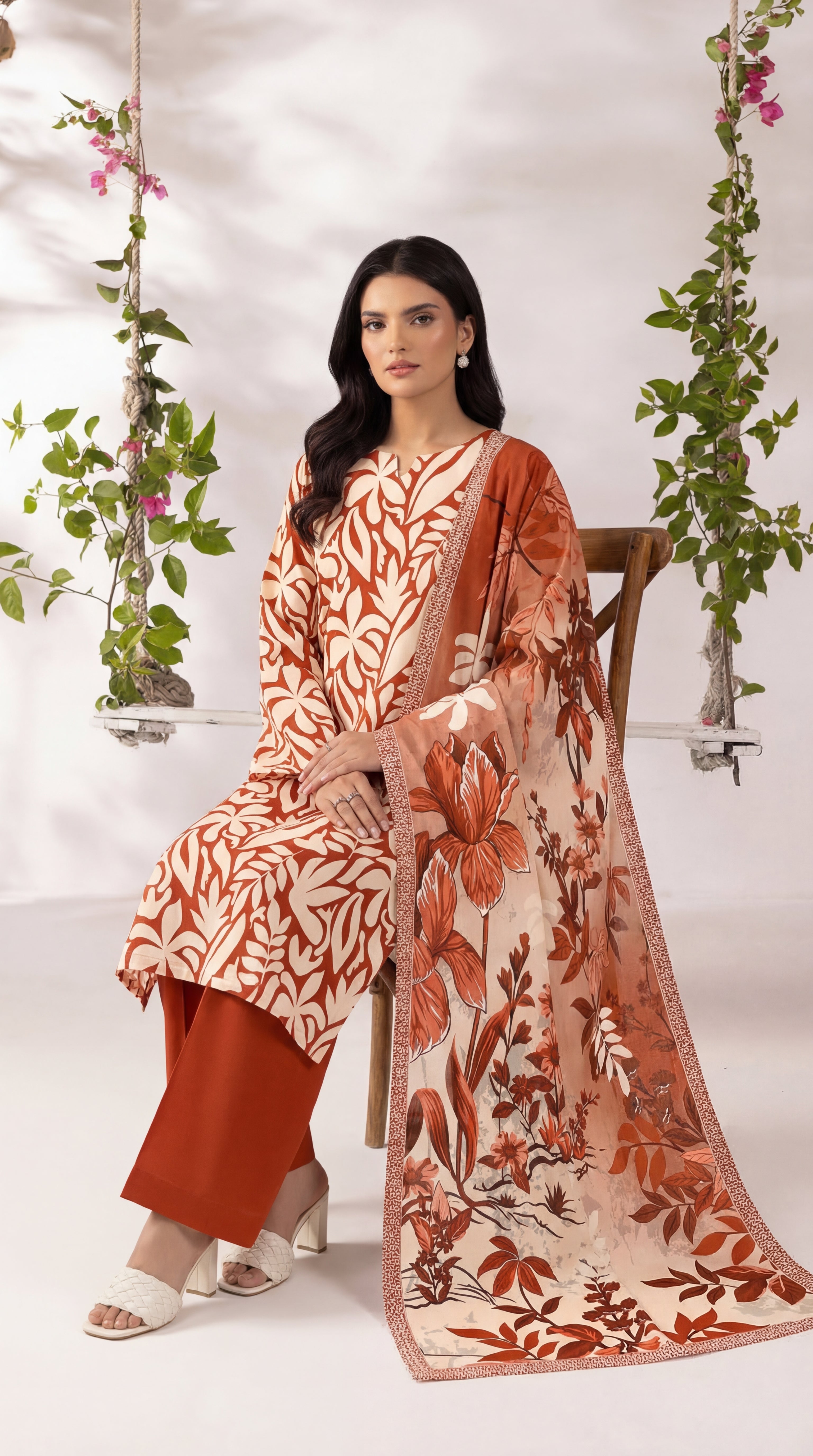 Unstitched 3 Piece Printed Lawn Suit - Rangraiz Collection