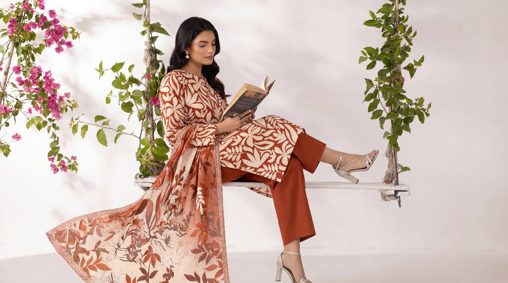Unstitched 3 Piece Printed Lawn Suit - Rangraiz Collection
