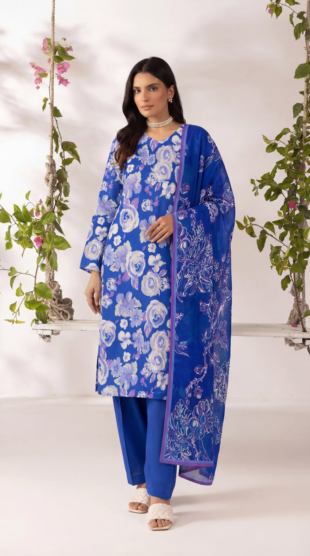 Unstitched 3 Piece Printed Lawn Suit - Rangraiz Collection