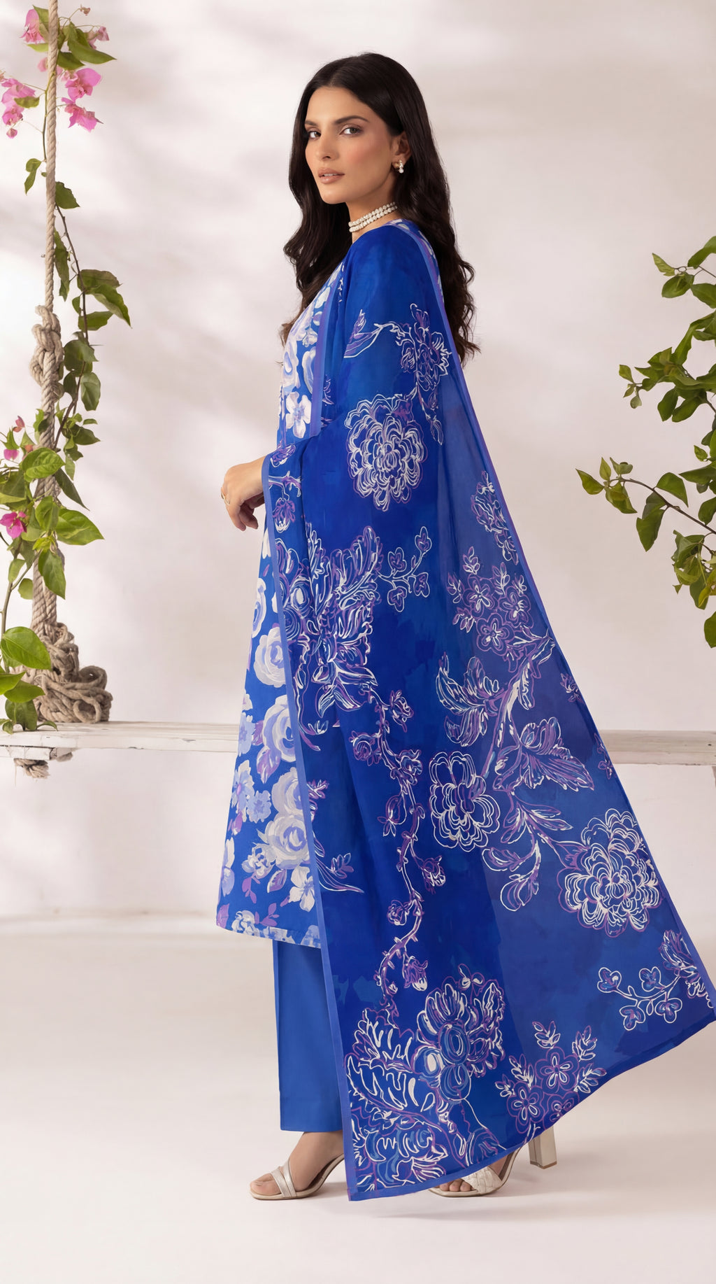 Unstitched 3 Piece Printed Lawn Suit - Rangraiz Collection