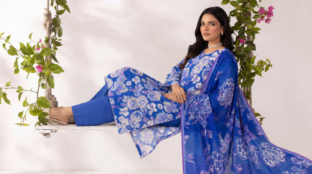 Unstitched 3 Piece Printed Lawn Suit - Rangraiz Collection