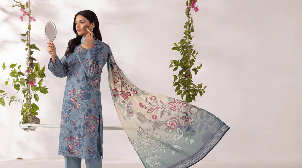 Unstitched 3 Piece Printed Lawn Suit - Rangraiz Collection