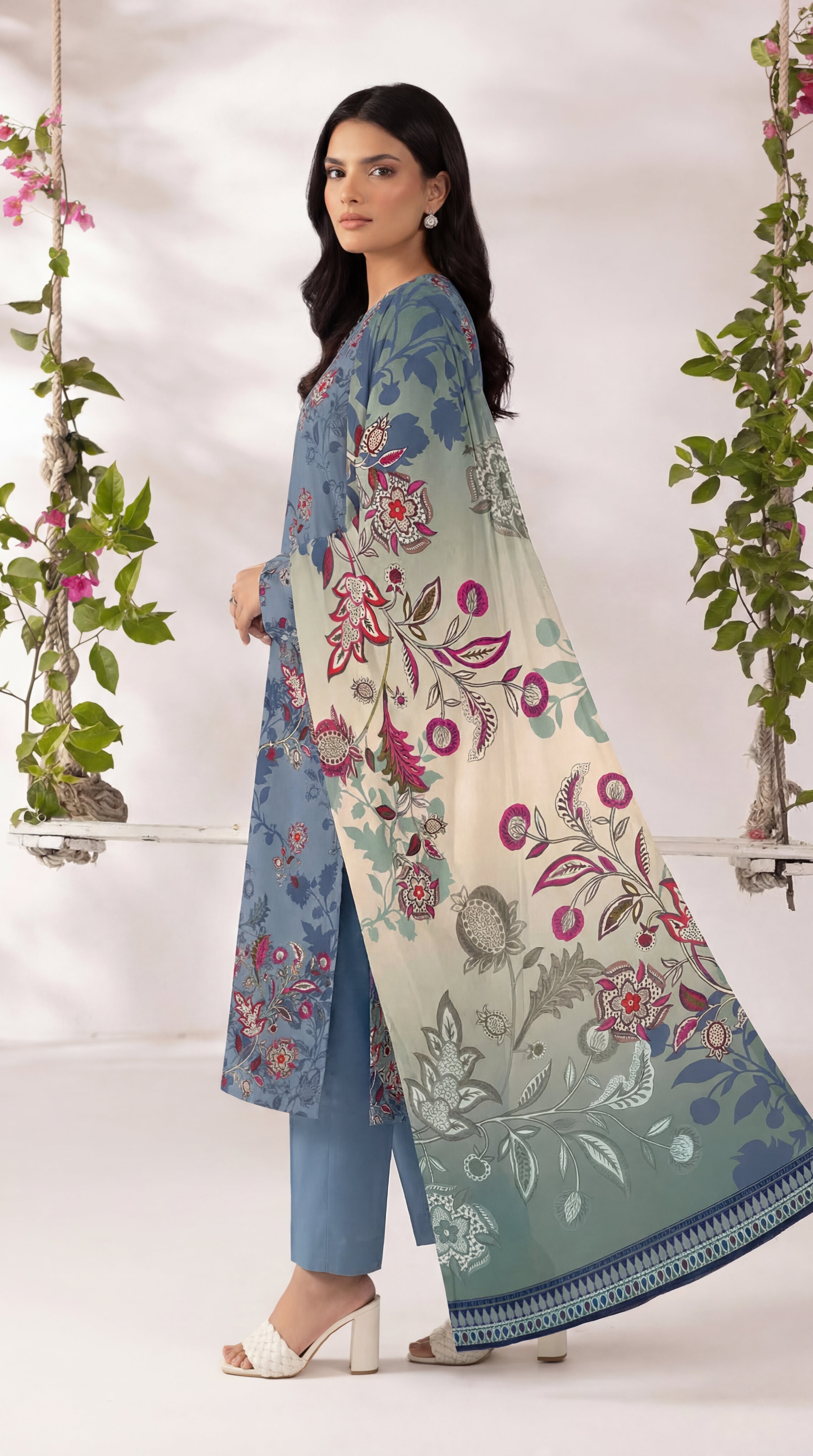 Unstitched 3 Piece Printed Lawn Suit - Rangraiz Collection